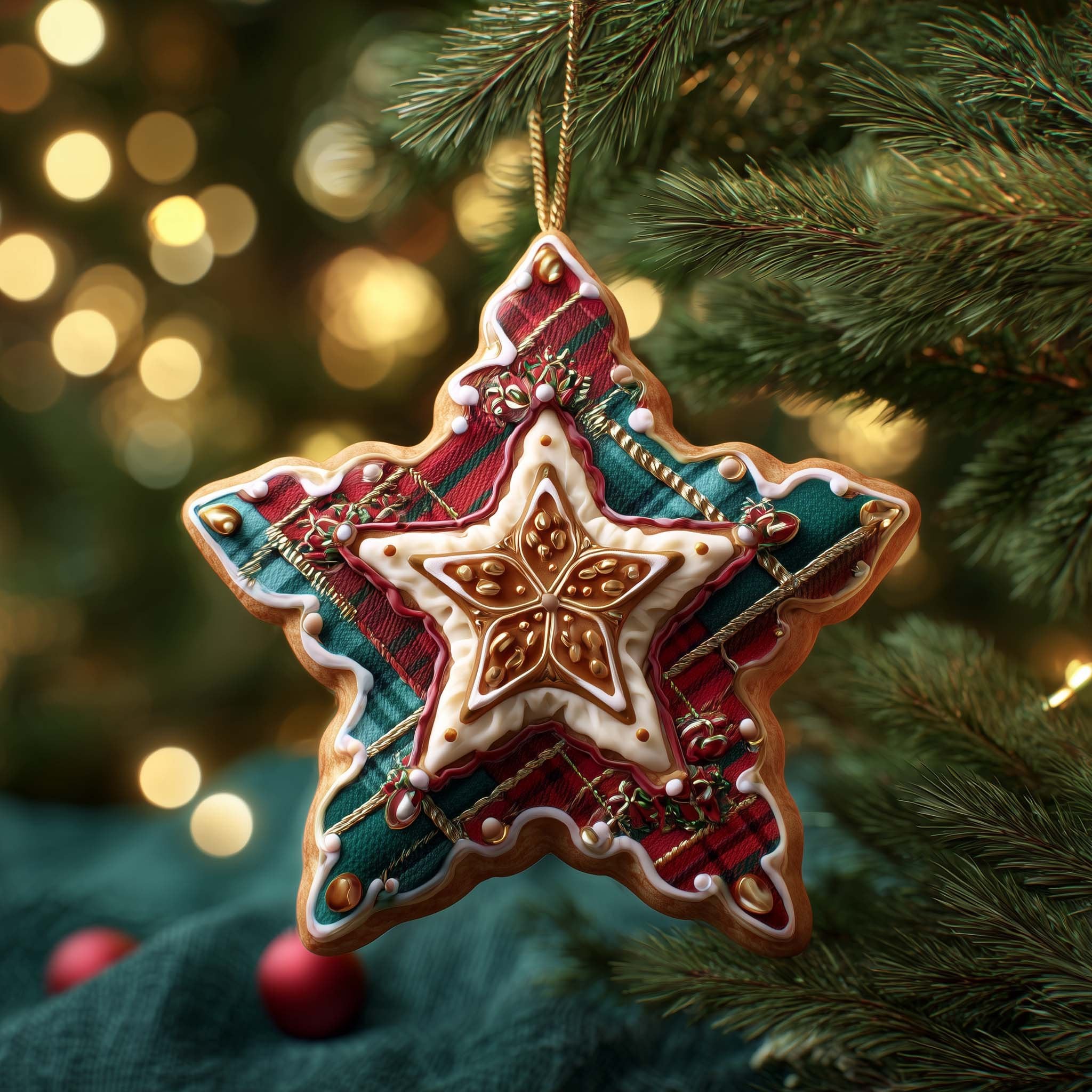 Plaid Star Christmas Ornament
