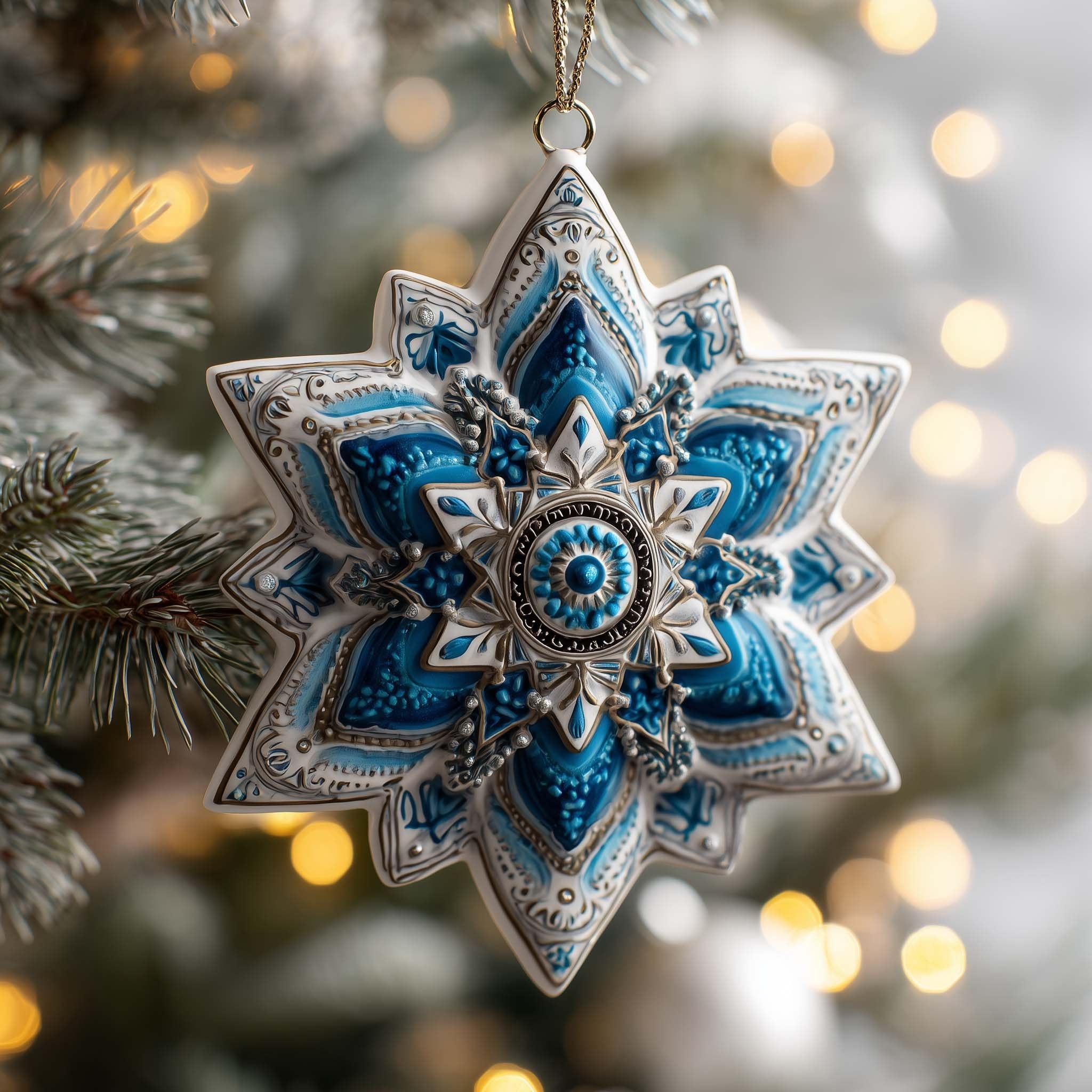 Porcelain Snowflake Christmas Ornament