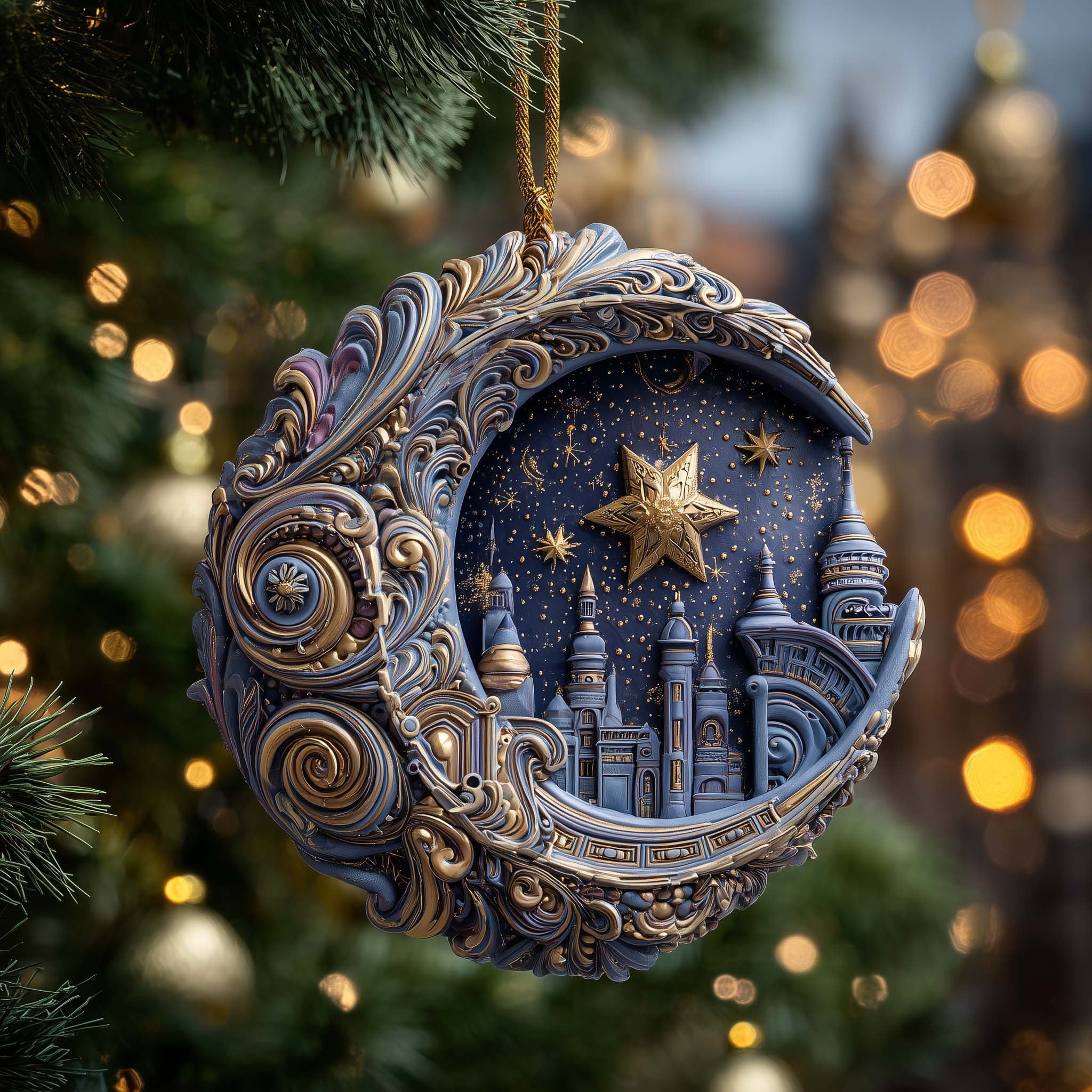 City Moon Christmas Ornament