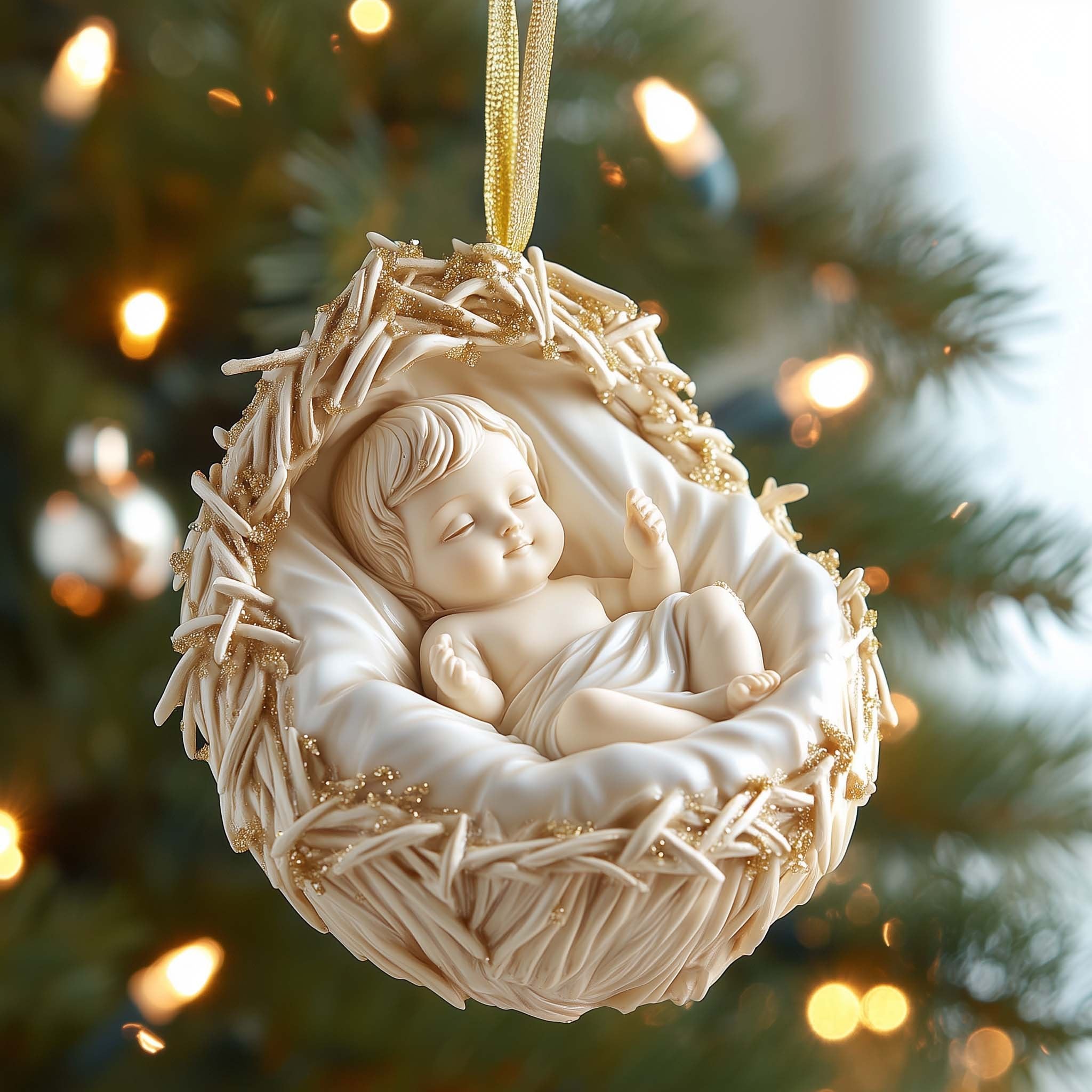 Baby Manger Christmas Ornament