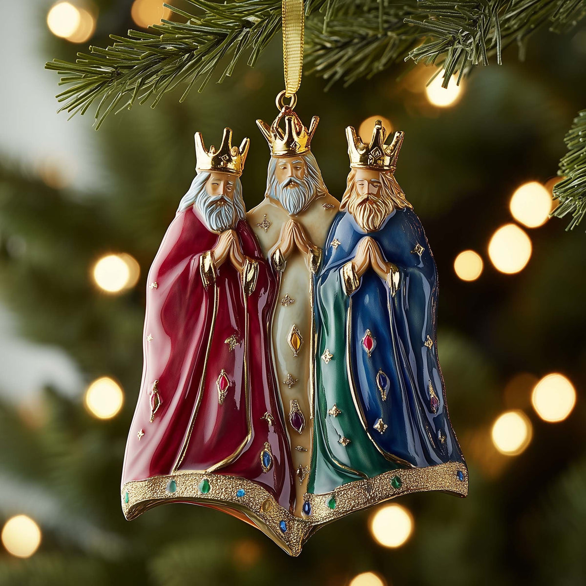 Three Kings in Jewelled Robes Christmas Ornament