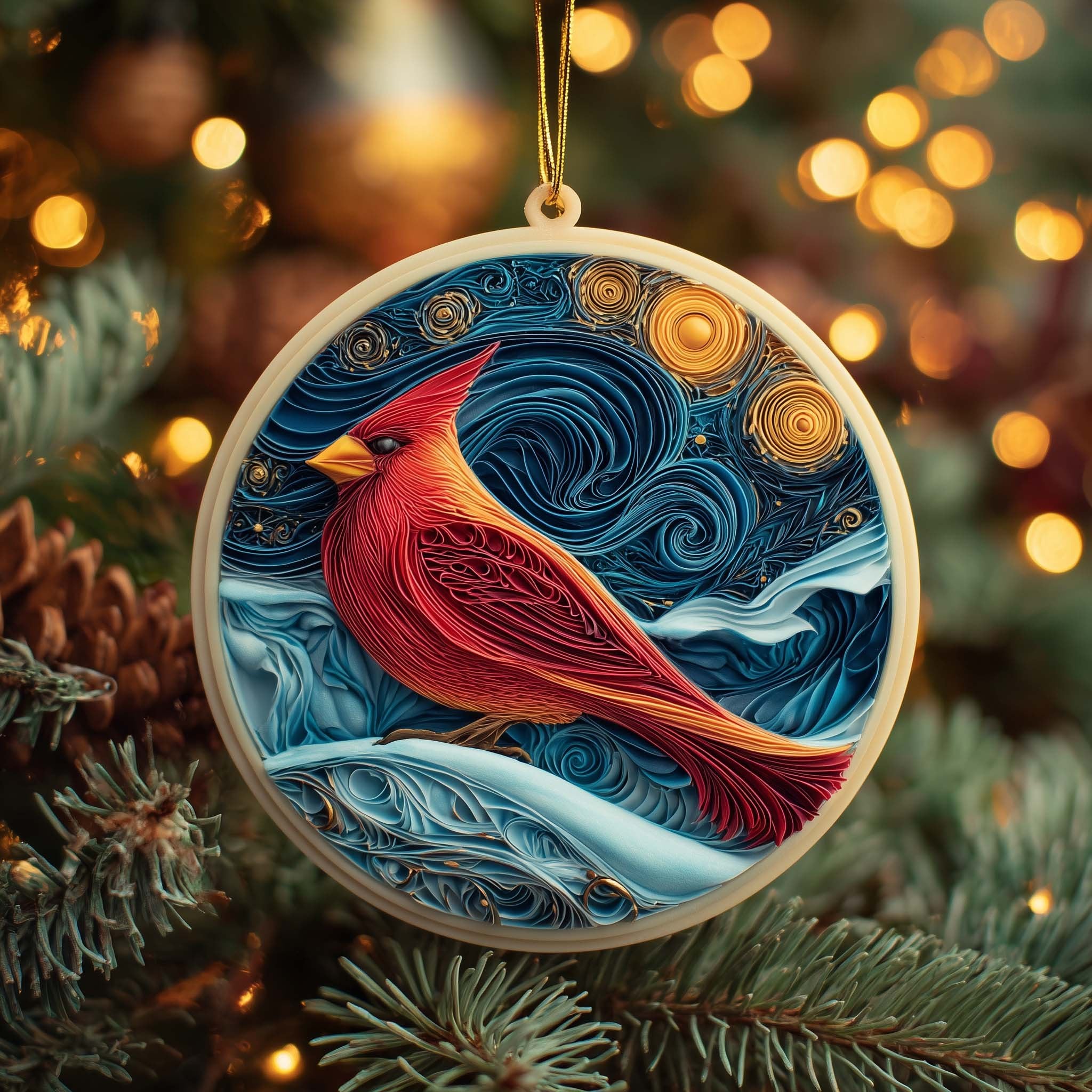 Quilled Cardinal Christmas Ornament