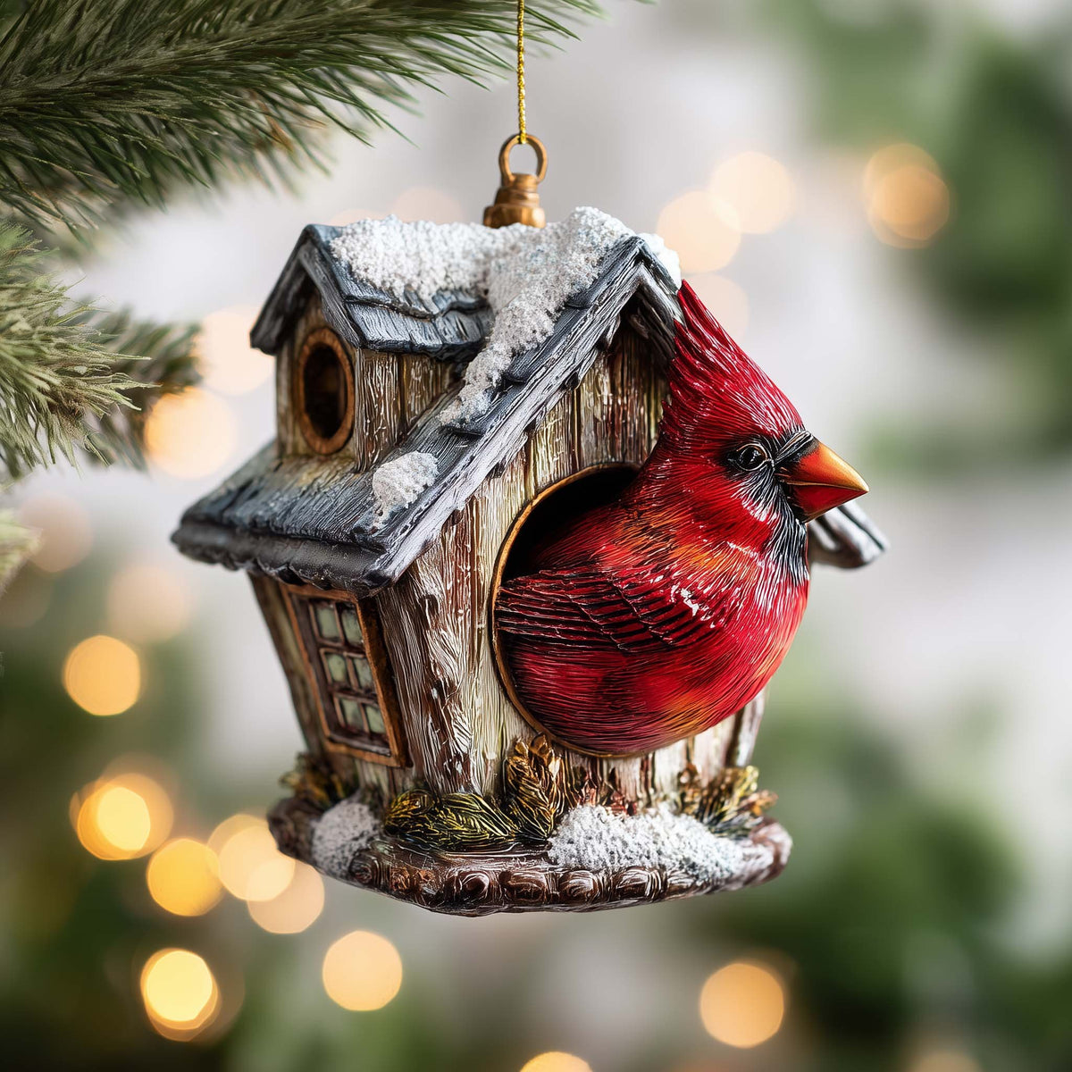 Peeking Cardinal Christmas Ornament