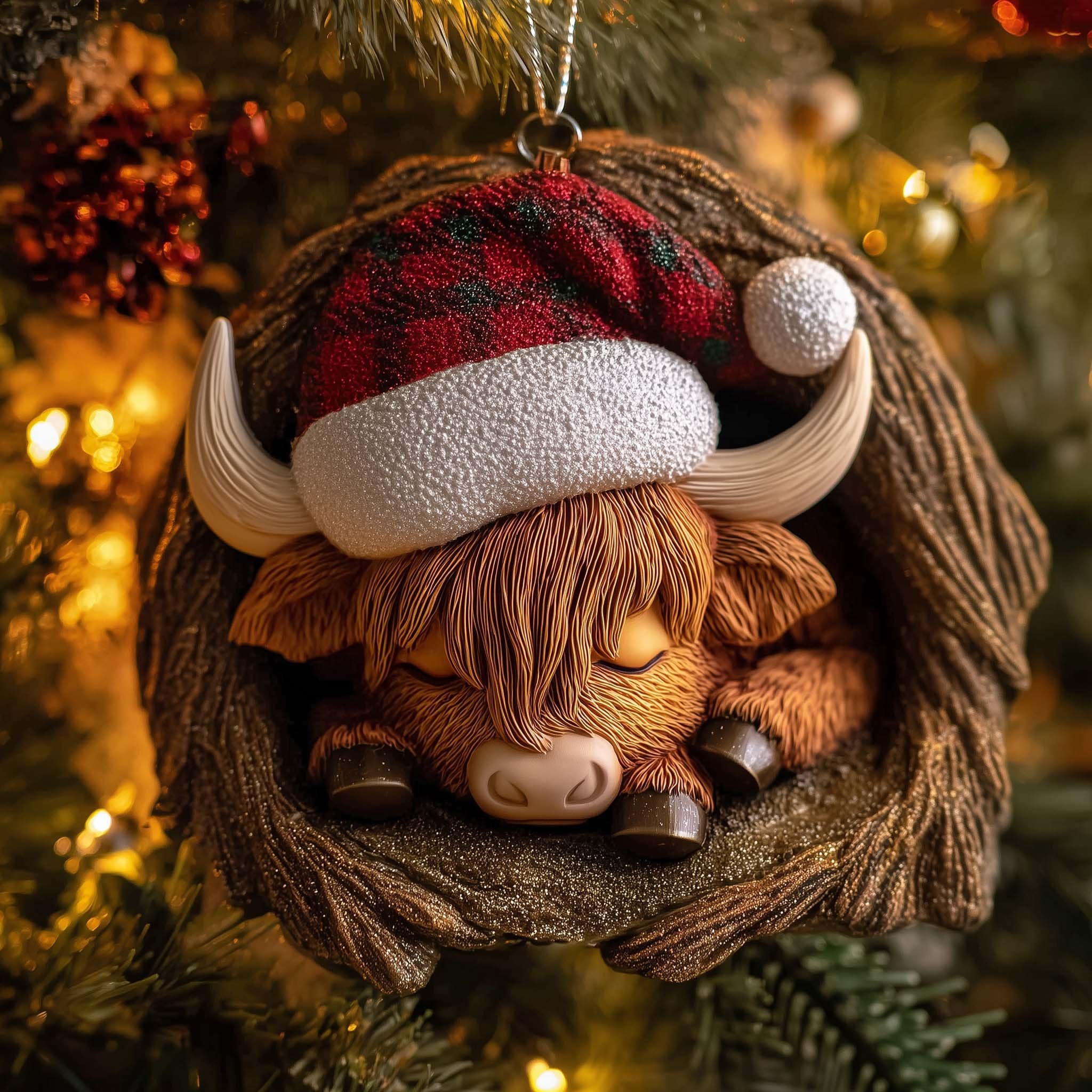 Highland Cow Christmas Ornament