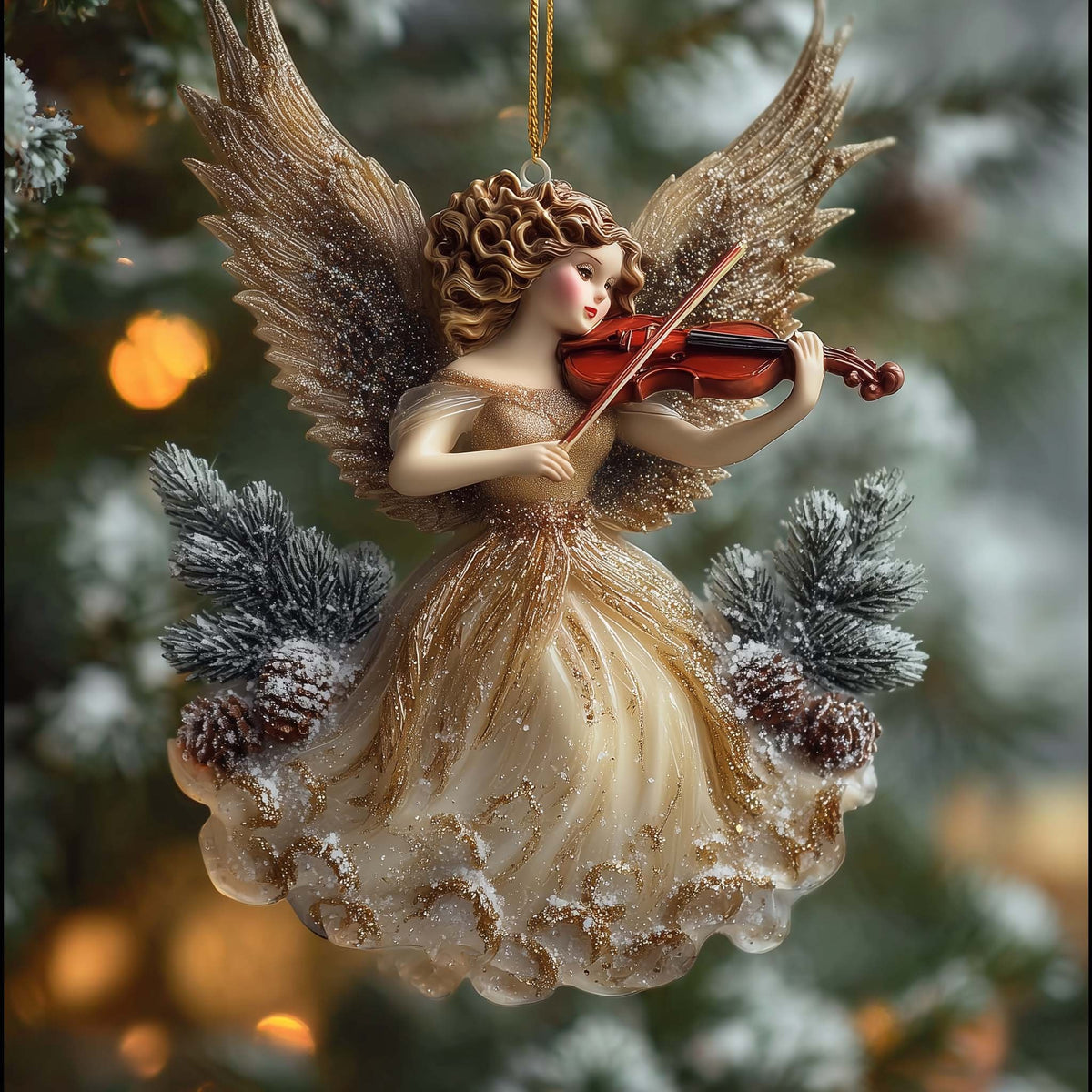 Angel with a Violin Christmas Ornament