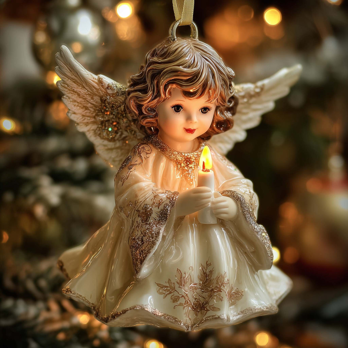 Angel Holding a Candle Christmas Ornament