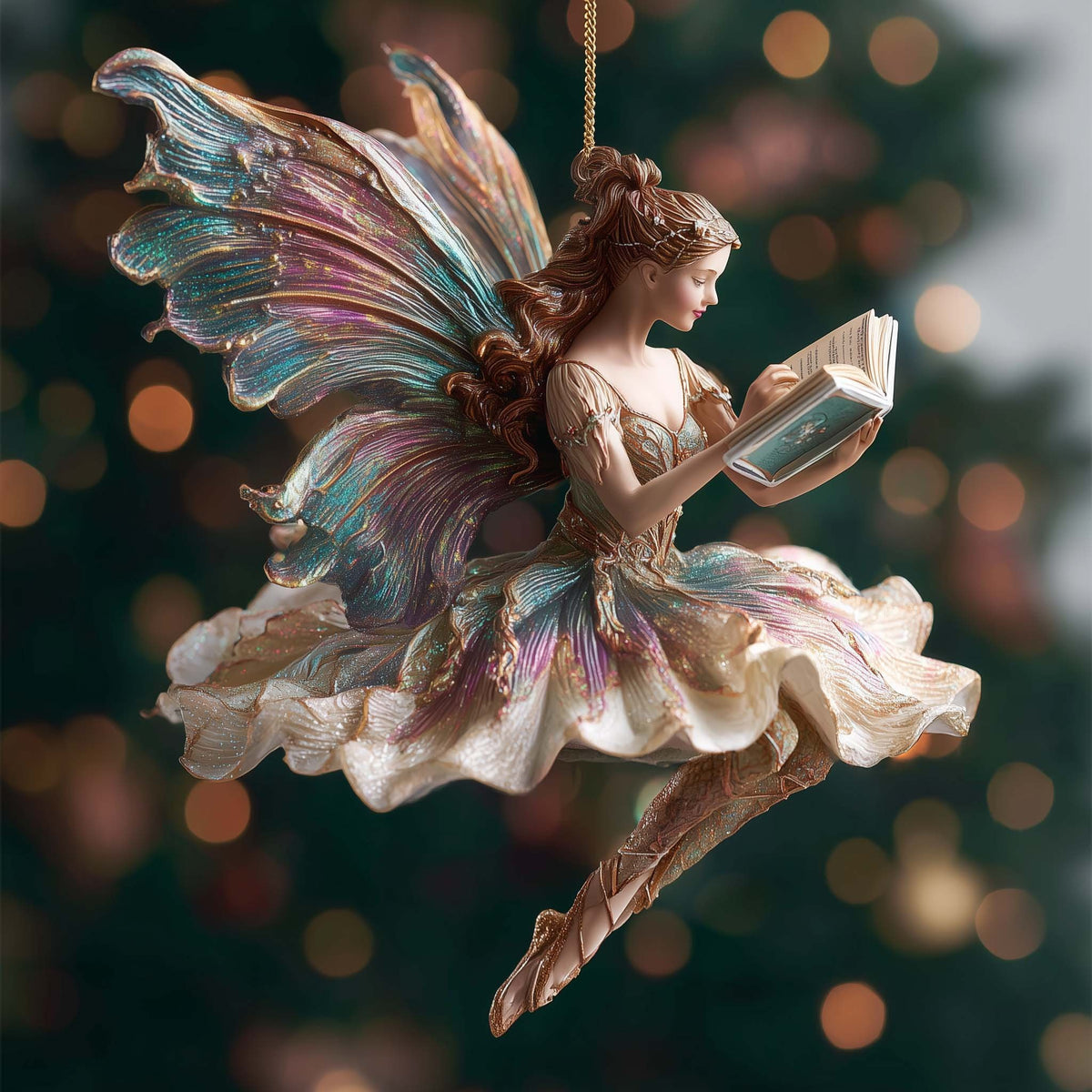 Fairy Reading in Flight Christmas Ornament