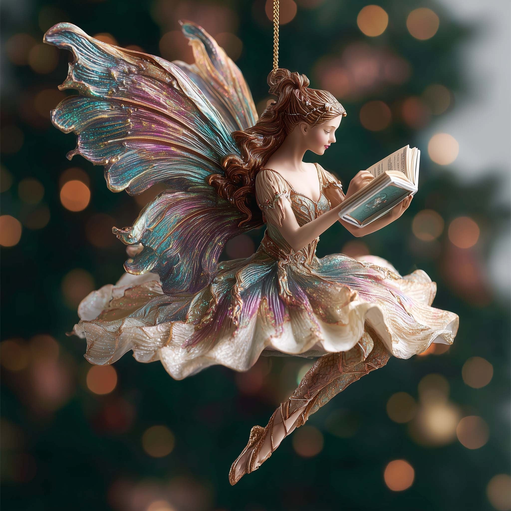 Fairy Reading in Flight Christmas Ornament
