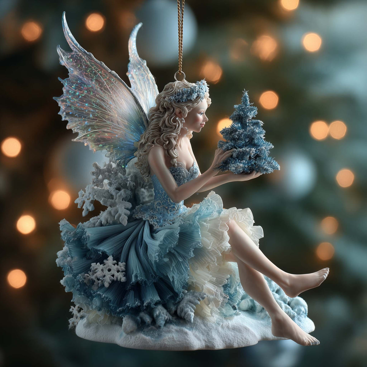 Frost Fairy with a Blue Spruce Christmas Ornament