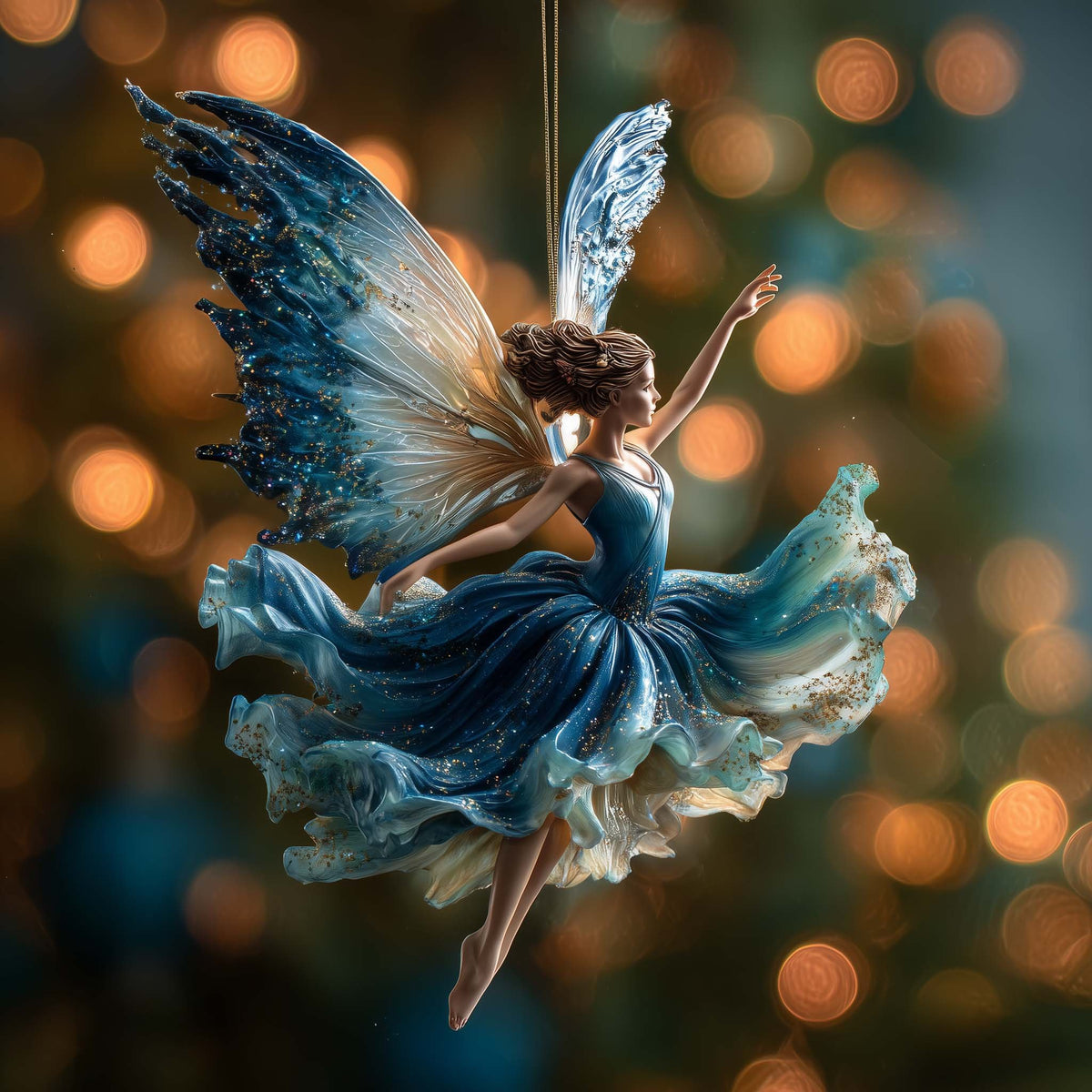 Ocean Wave Fairy in Blue Christmas Ornament