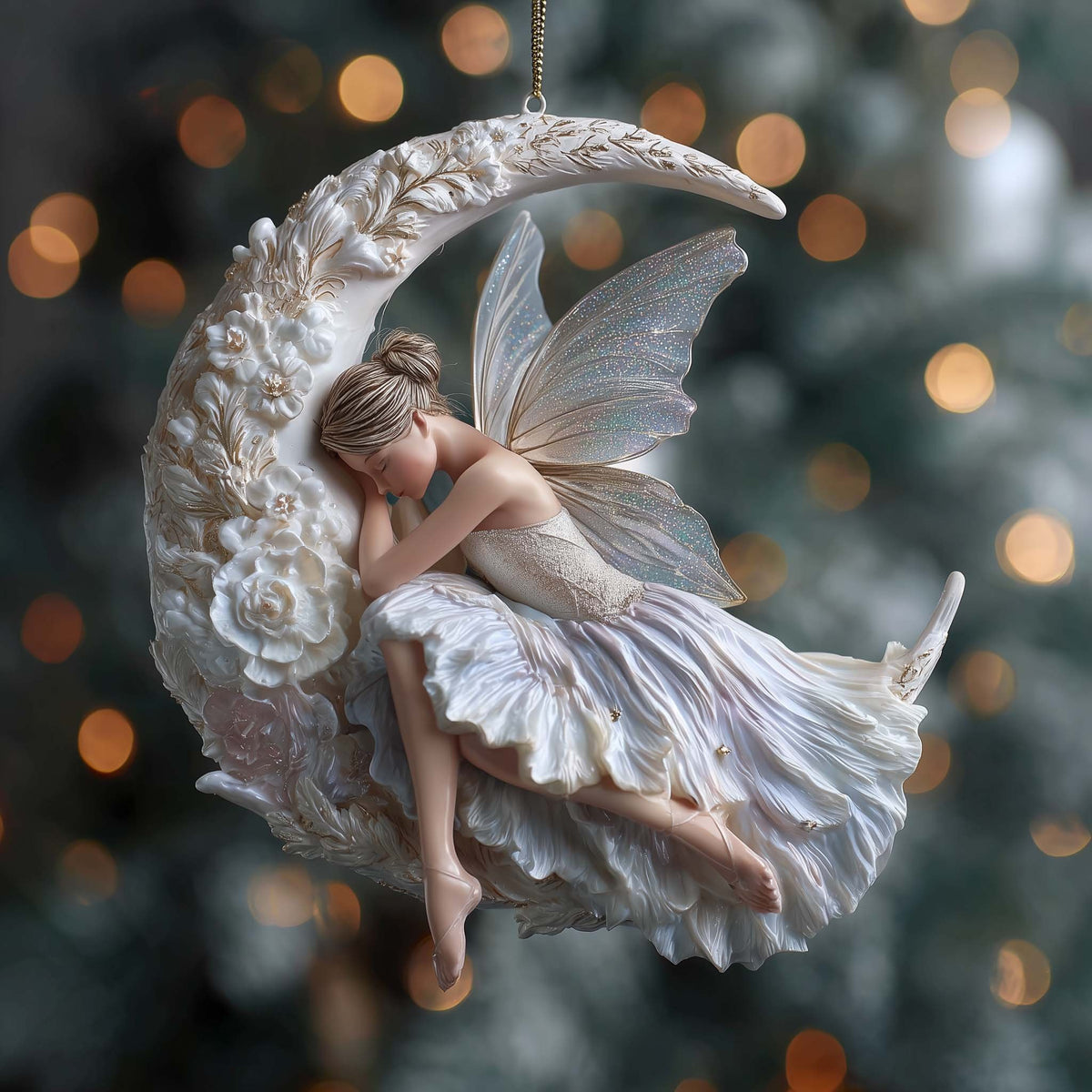 Fairy Asleep on the Moon Christmas Ornament