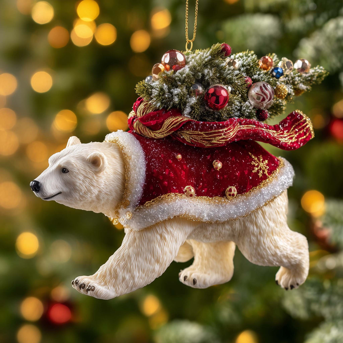 Polar Bear Carrying the Tree Christmas Ornament