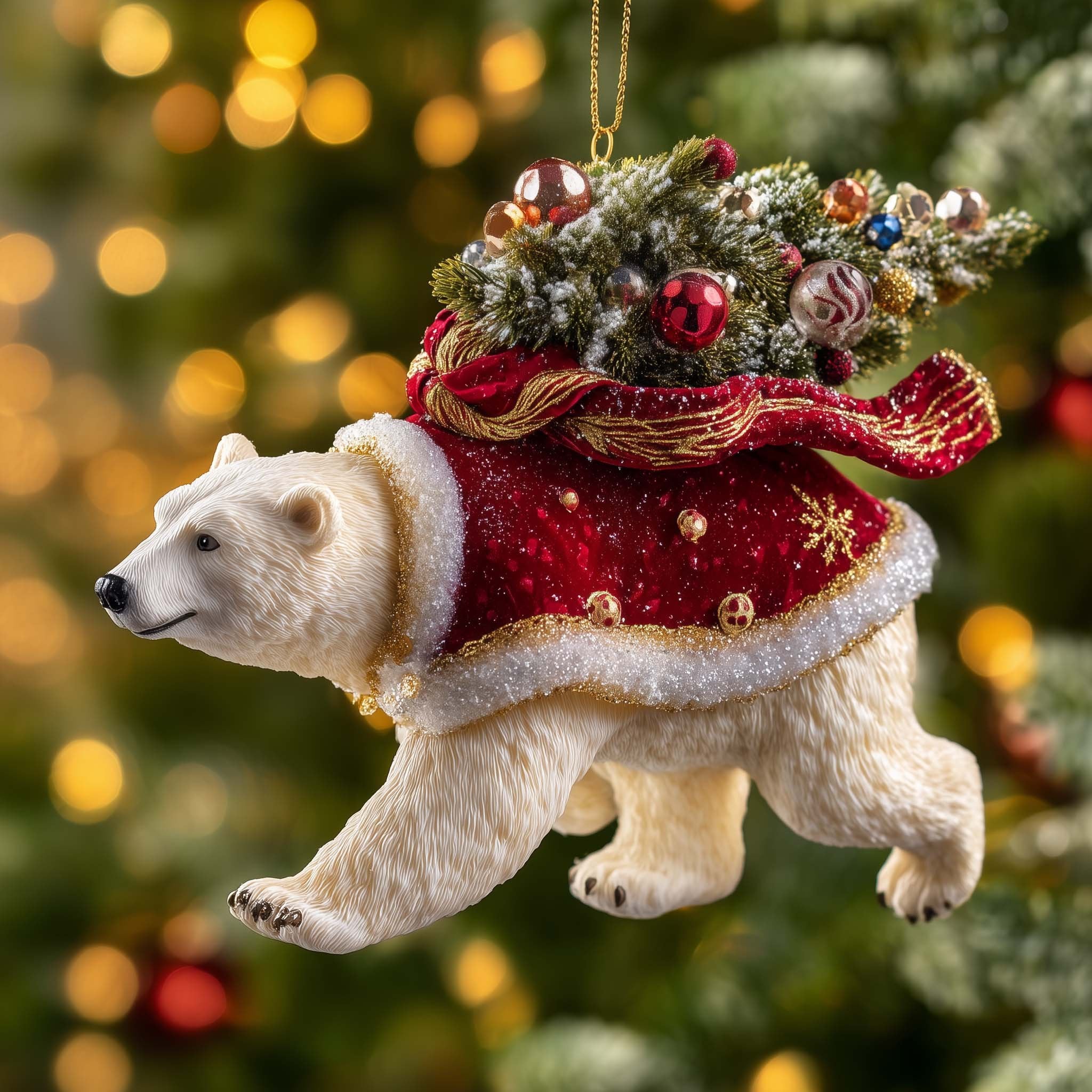 Polar Bear Carrying the Tree Christmas Ornament