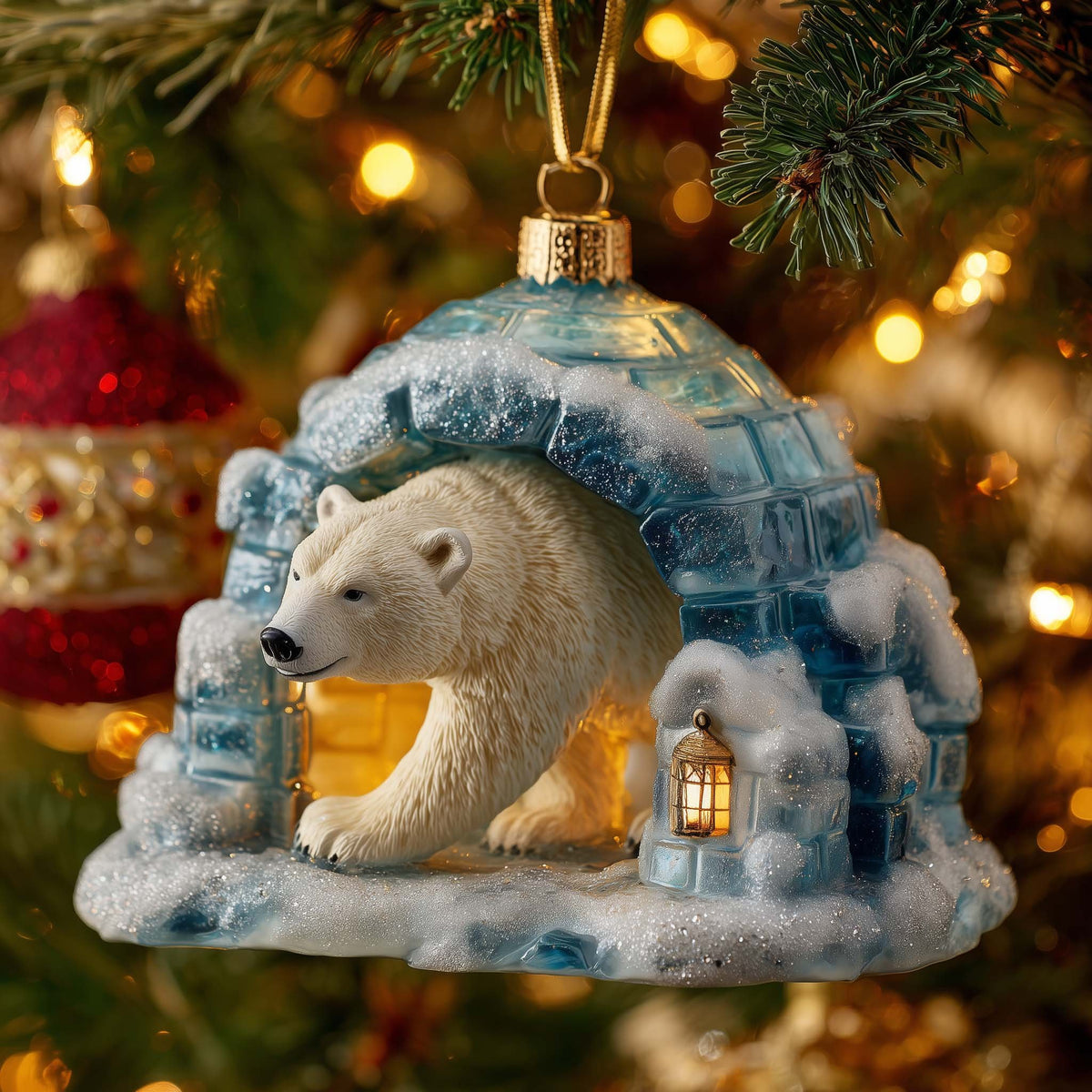 Polar Bear in an Igloo Christmas Ornament