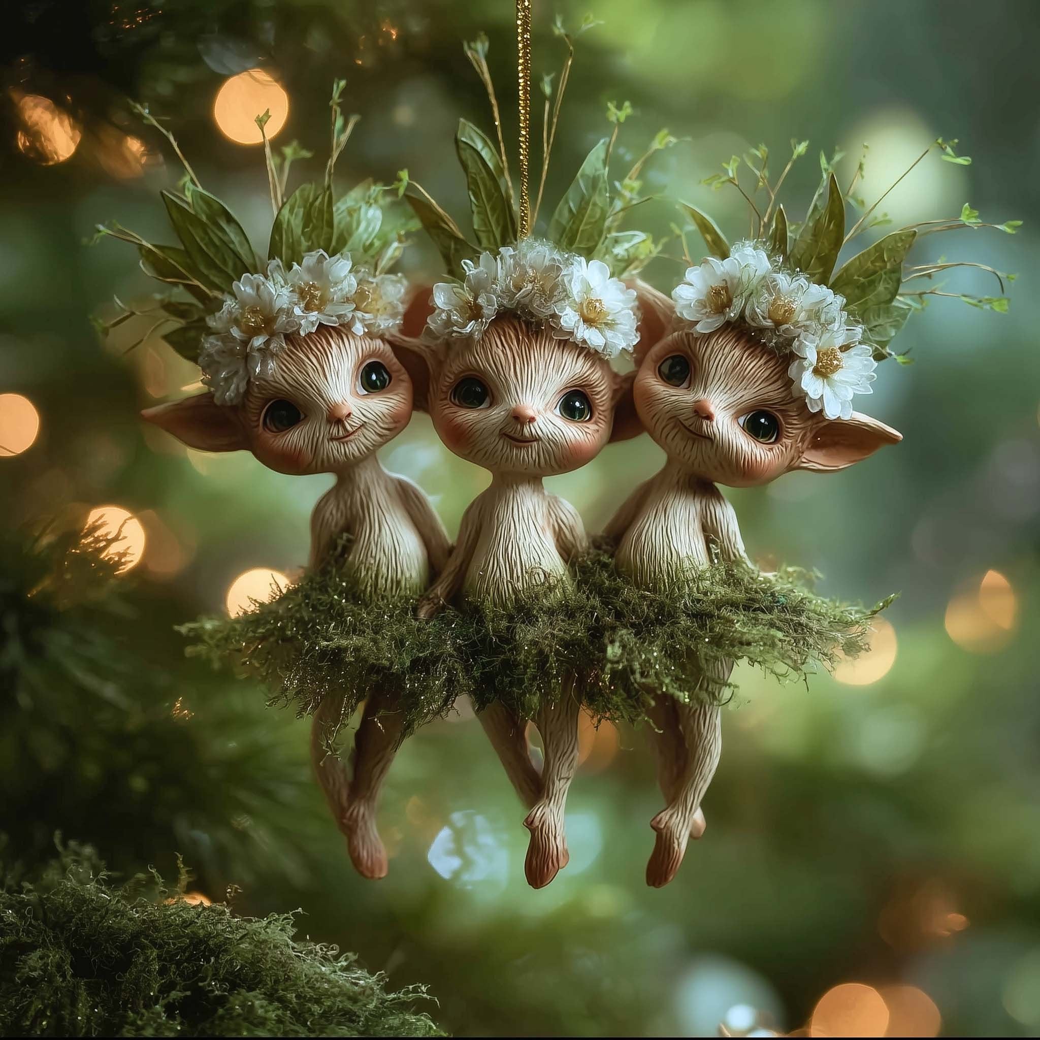 Three Daisy Pixies Christmas Ornament