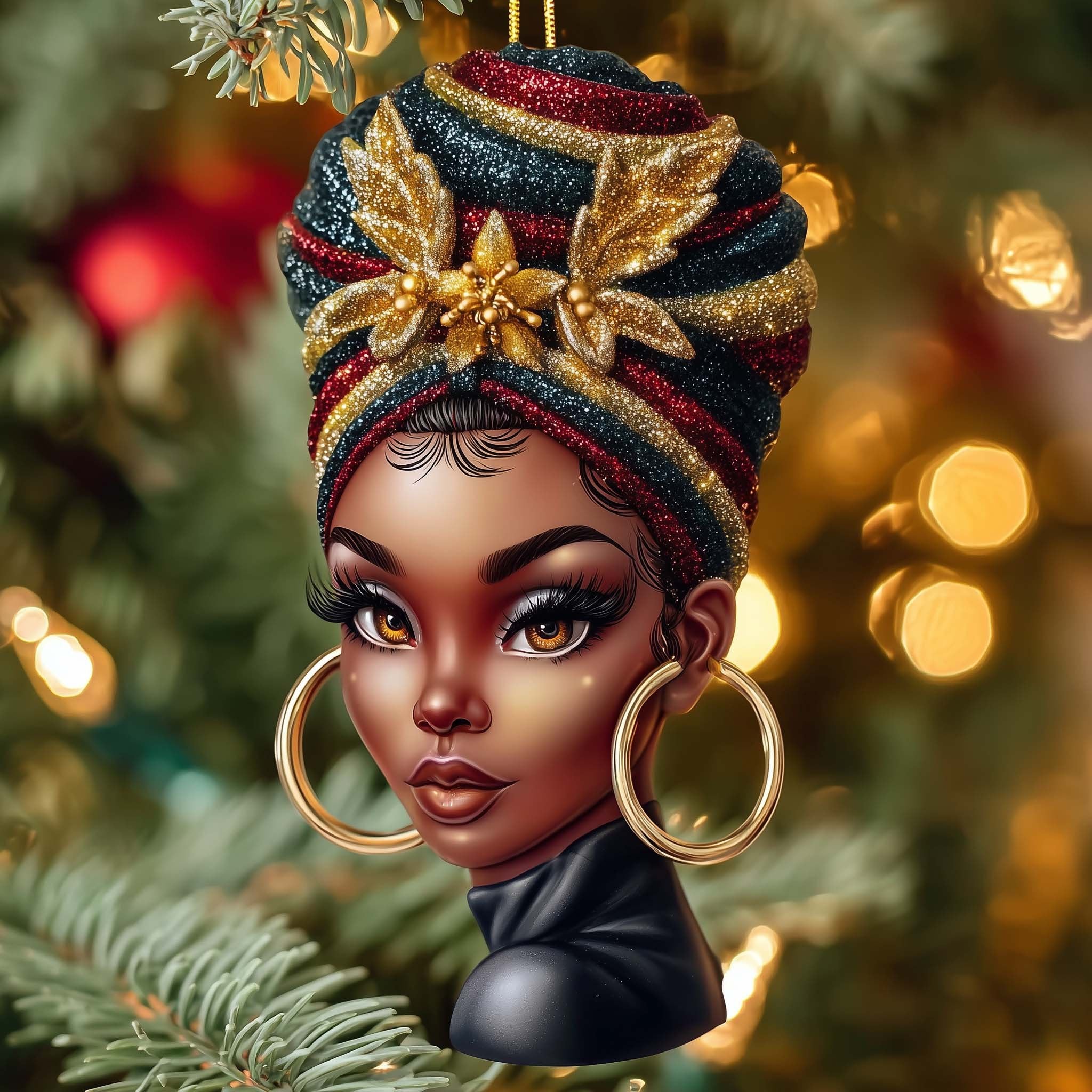 Golden Headwrap Queen Christmas Ornament