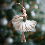 Ballerina in White and Gold Christmas Ornament