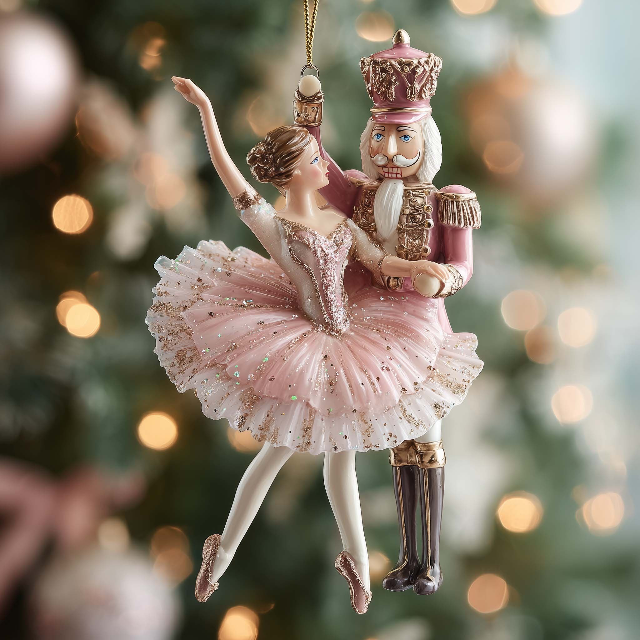 Ballerina and Nutcracker Pas de Deux Christmas Ornament