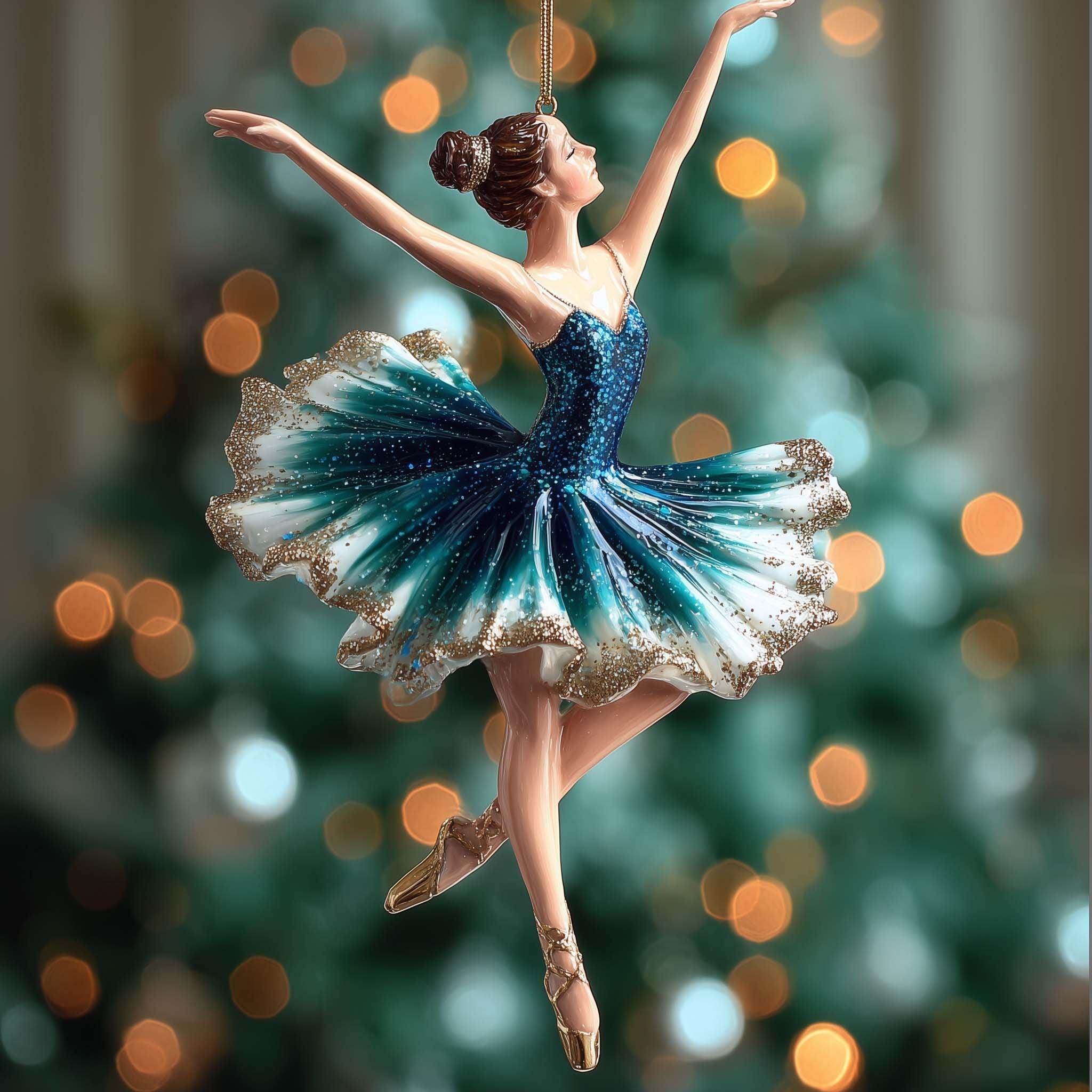 Ballerina in a Teal Tutu Christmas Ornament
