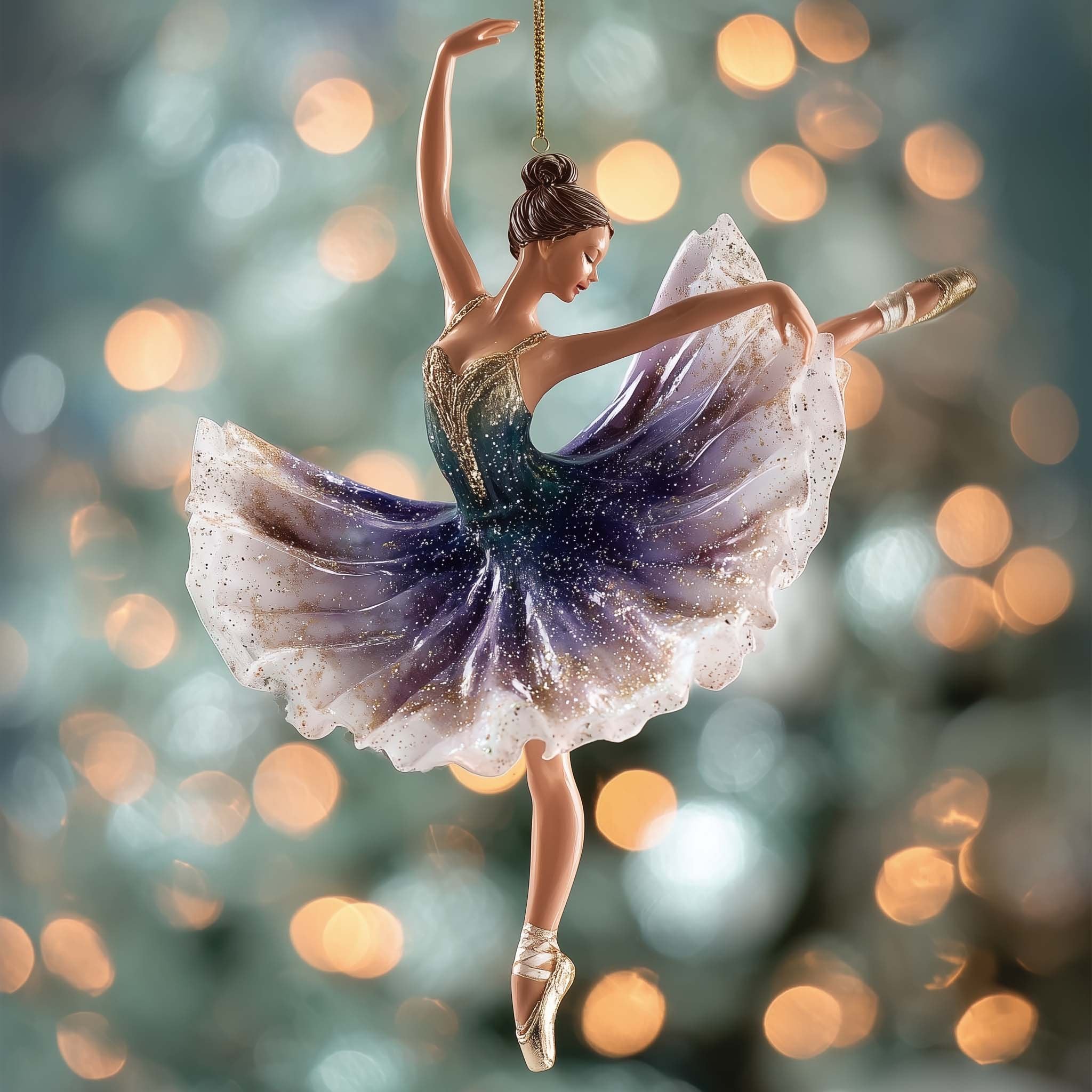 Ballerina in Amethyst Silk Christmas Ornament