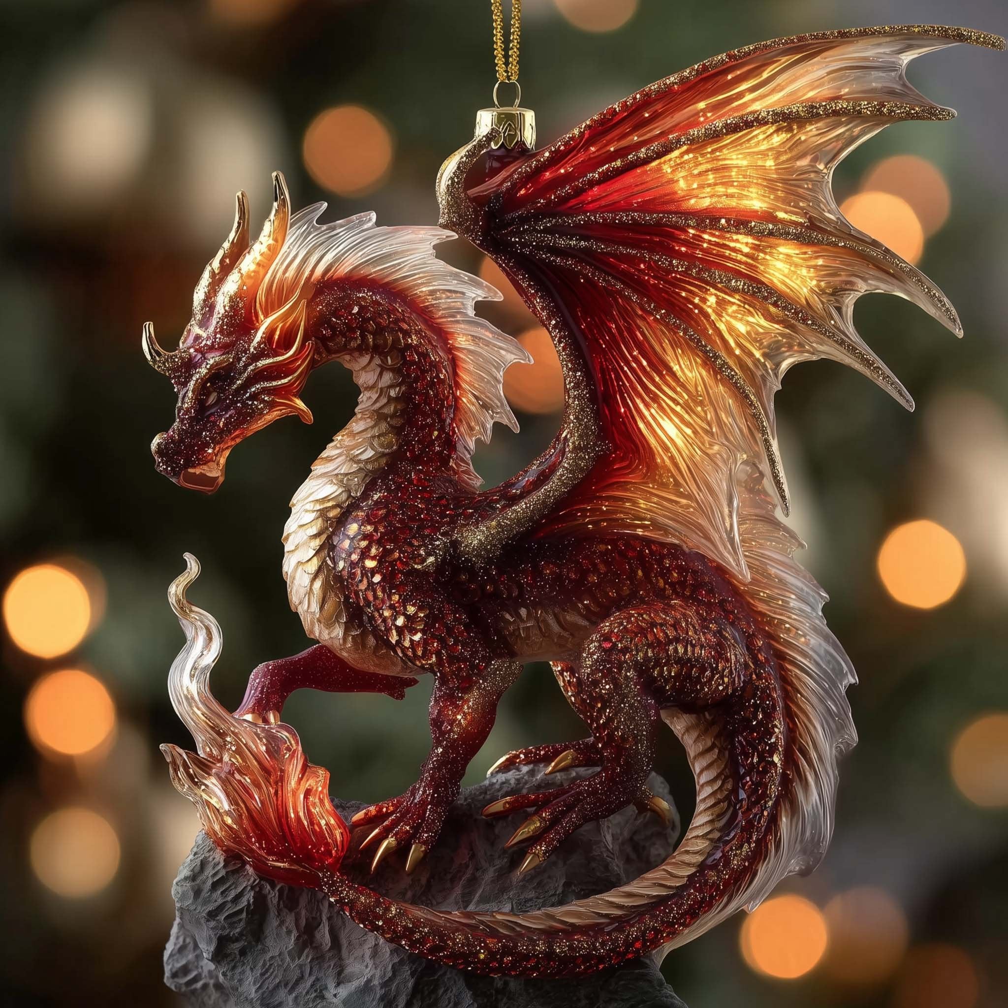 Ruby Fire Dragon Christmas Ornament