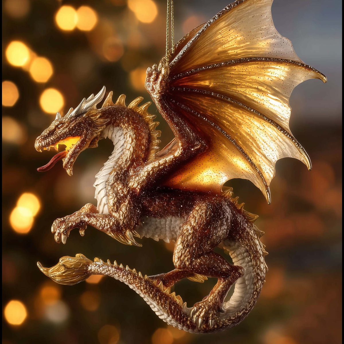 Golden Wing Dragon Christmas Ornament