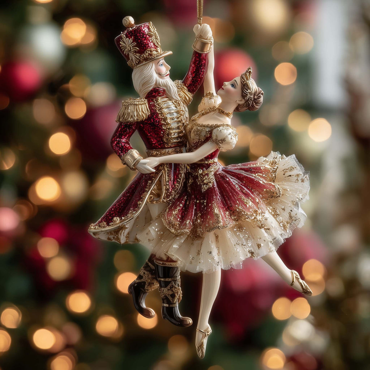 Nutcracker Dancing with a Ballerina Christmas Ornament