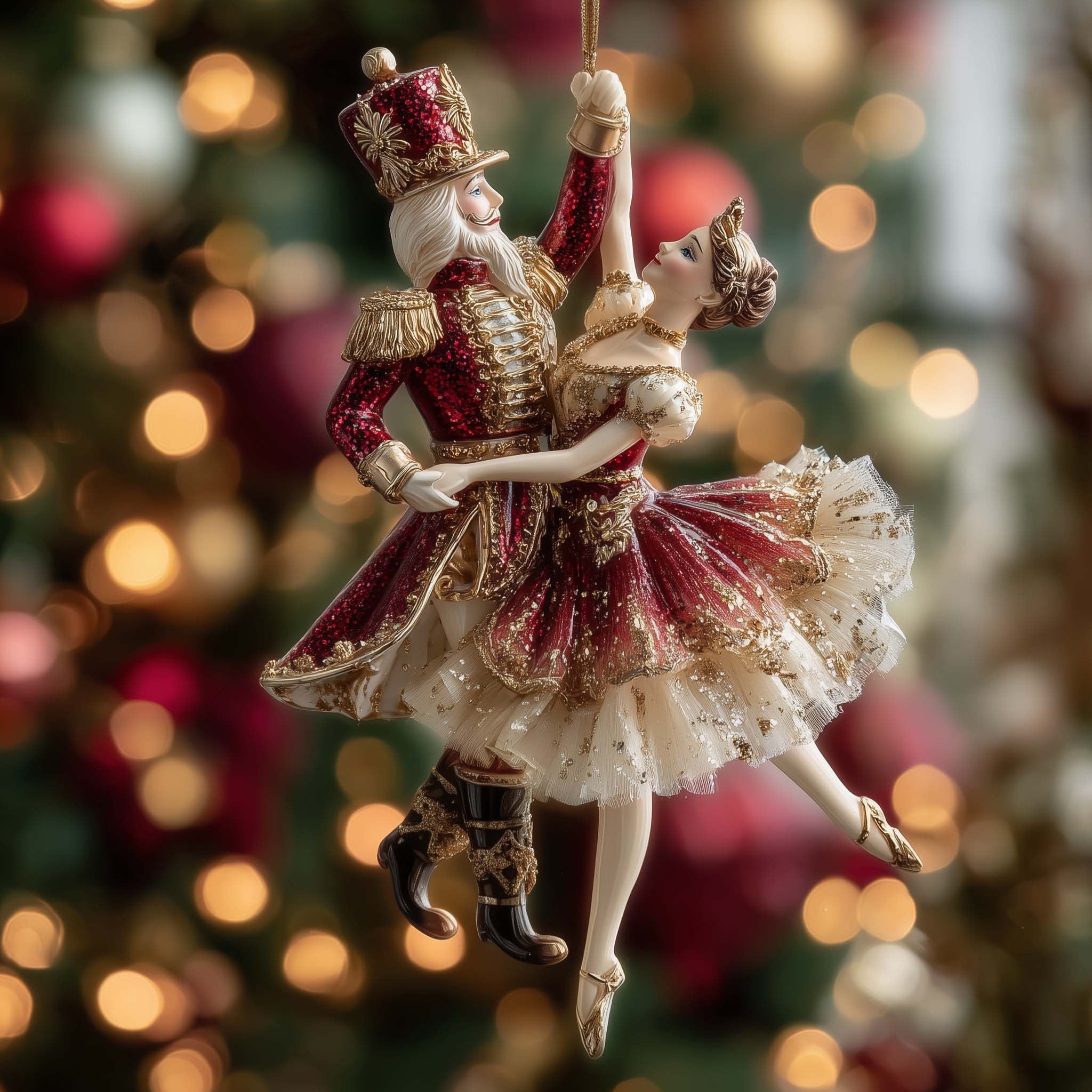 Nutcracker Dancing with a Ballerina Christmas Ornament
