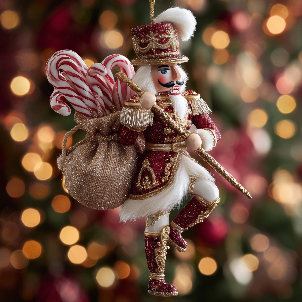 Plumed Nutcracker with Sweets Christmas Ornament