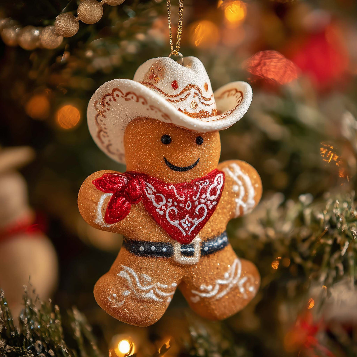 Gingerbread Cowboy with a Bandana Christmas Ornament