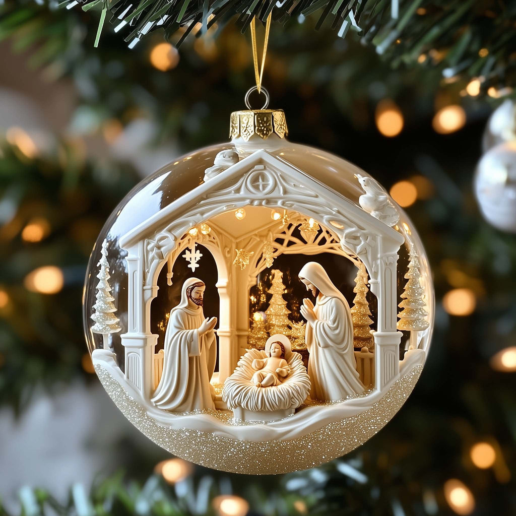 Nativity in a Glass Pavilion Christmas Ornament