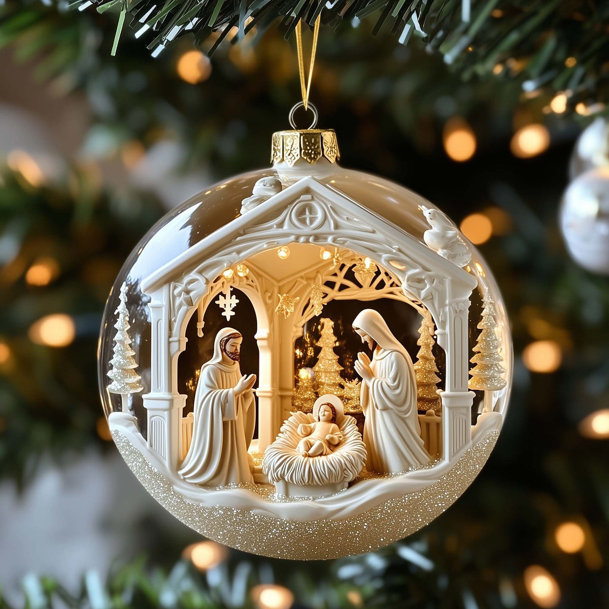 Nativity in a Glass Pavilion Christmas Ornament