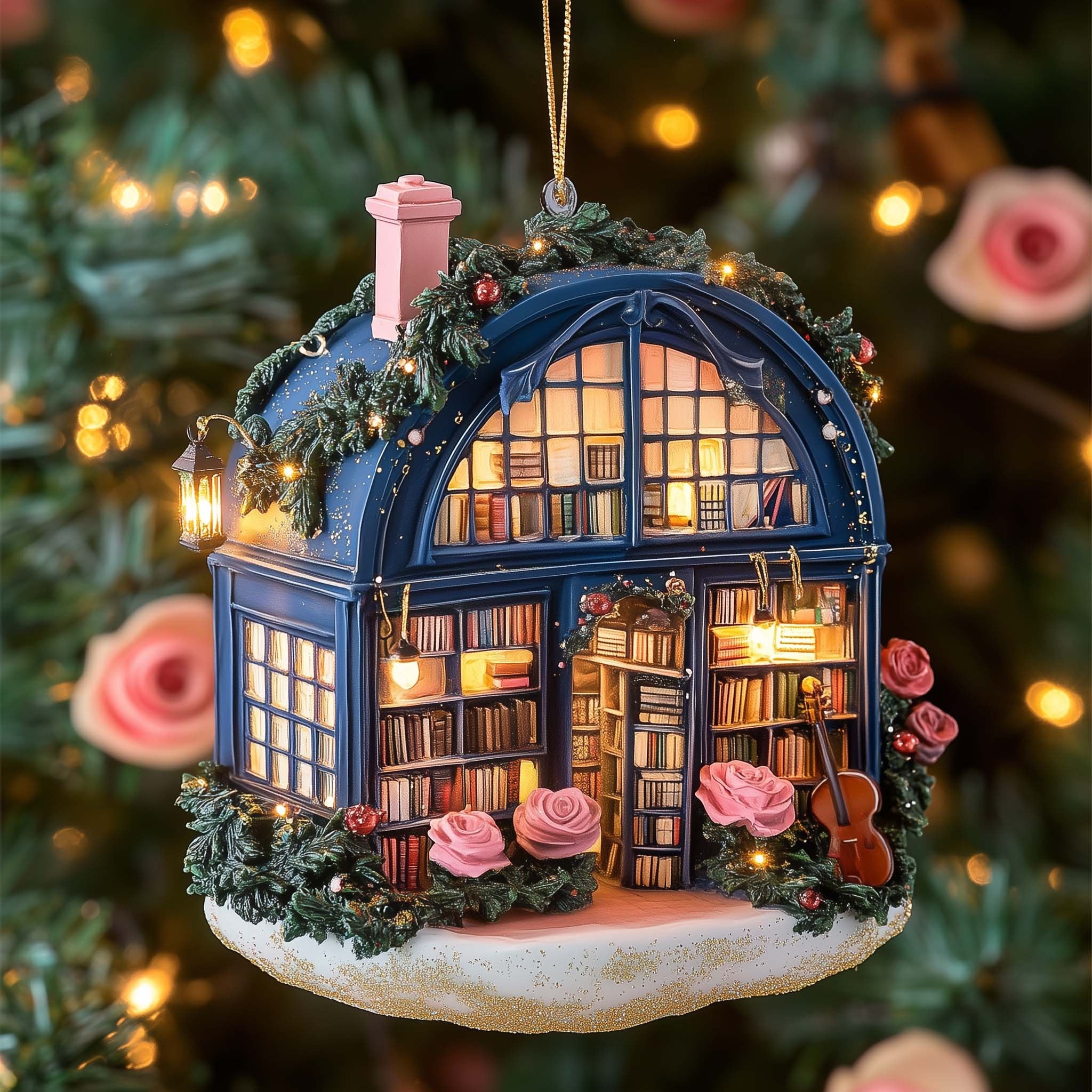 Blue Rose Bookshop Christmas Ornament