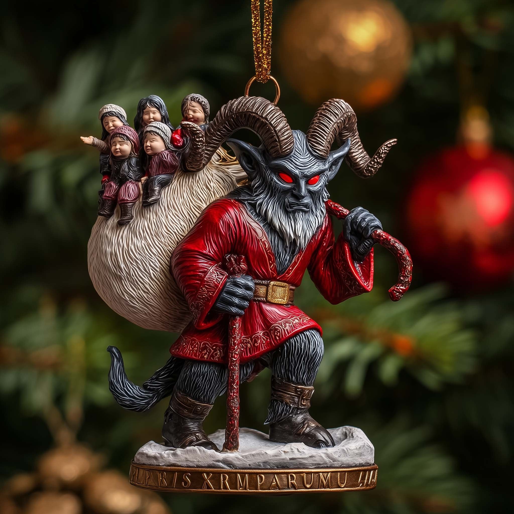 Krampus Carrying Off the Naughty Sack Christmas Ornament