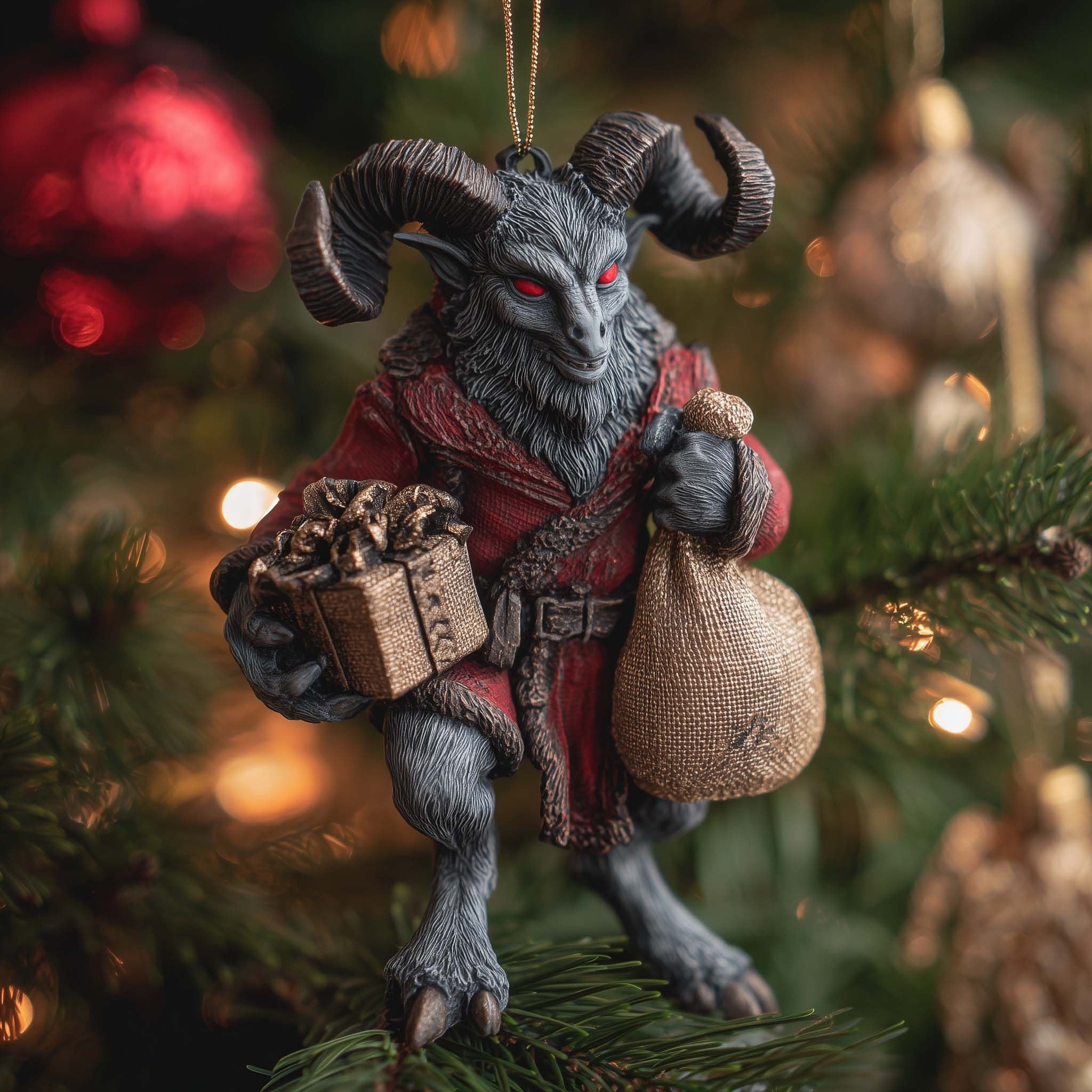 Krampus with Gift and Sack Christmas Ornament