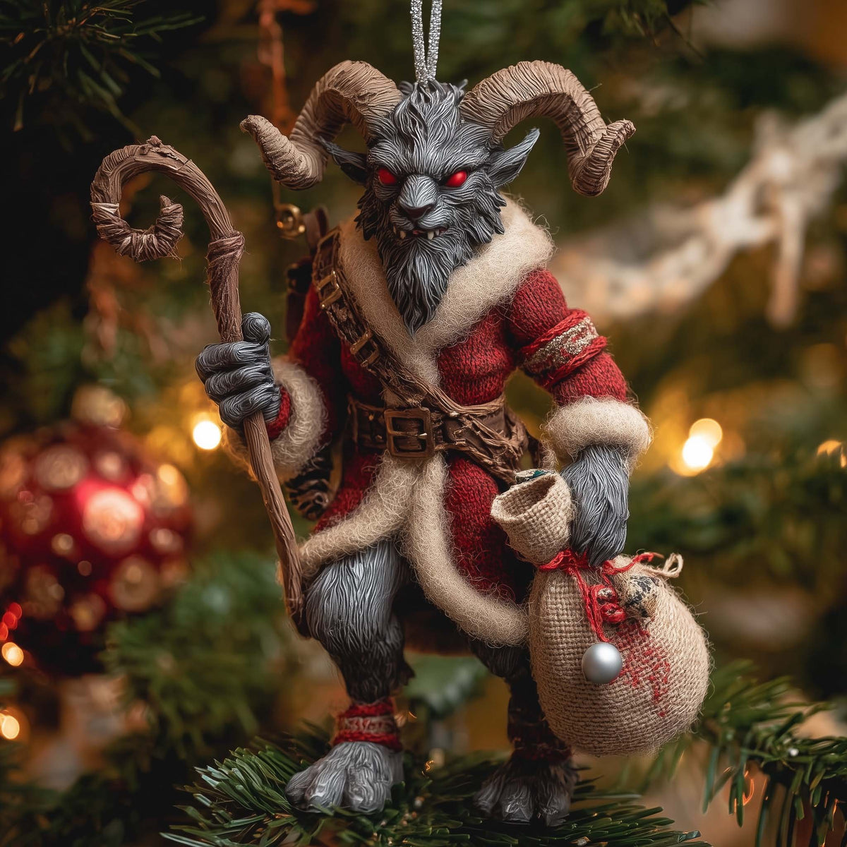 Krampus in a Santa Coat Christmas Ornament