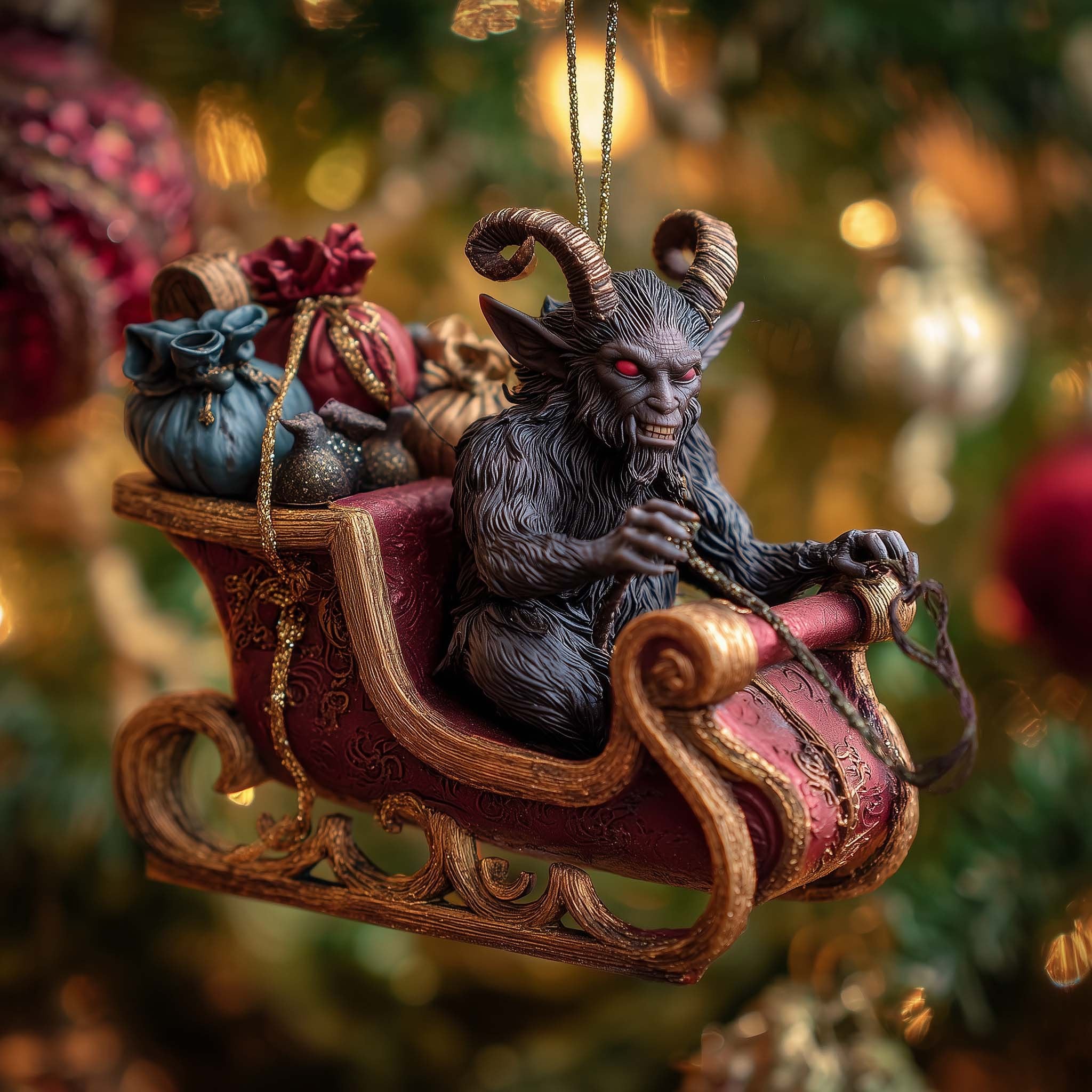 Krampus Driving the Sleigh Christmas Ornament