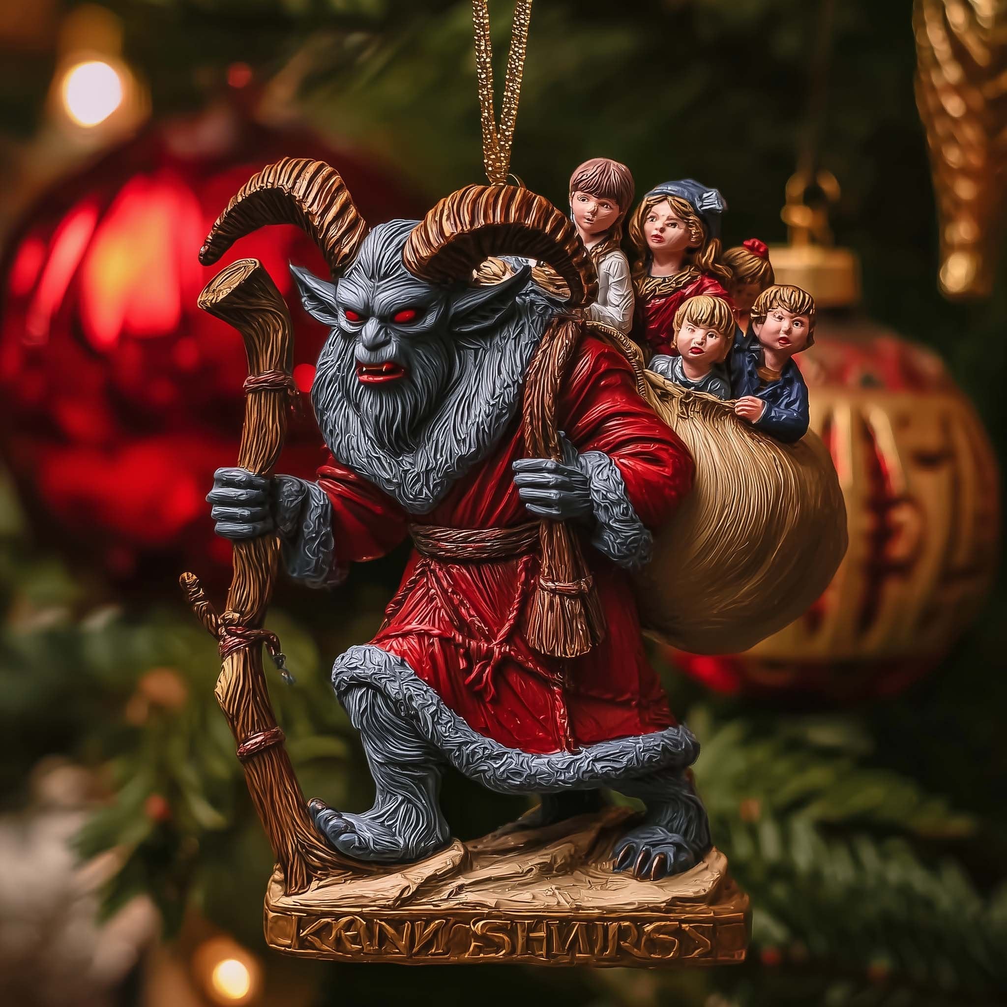Krampus with a Sack of Children Christmas Ornament