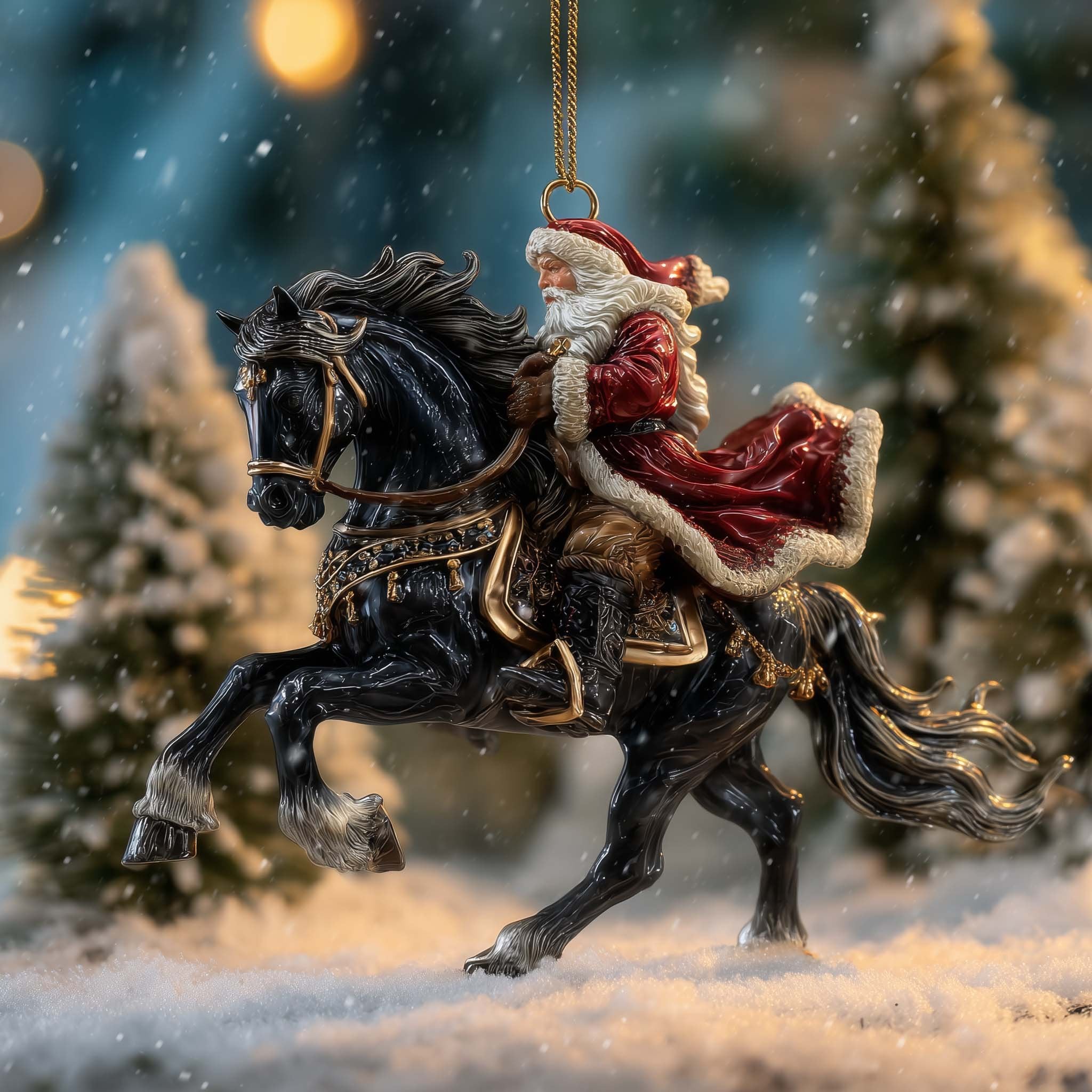Santa Horseman Christmas Ornament
