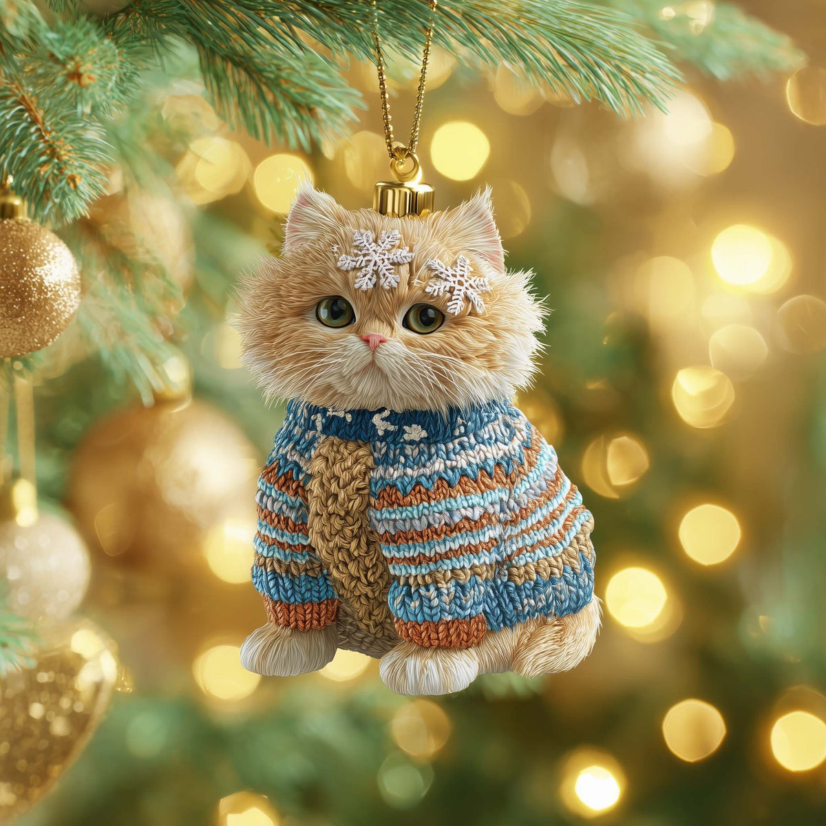 Kitten in a Knitted Jumper Christmas Ornament
