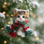 Kitten in a Candy Stripe Scarf Christmas Ornament