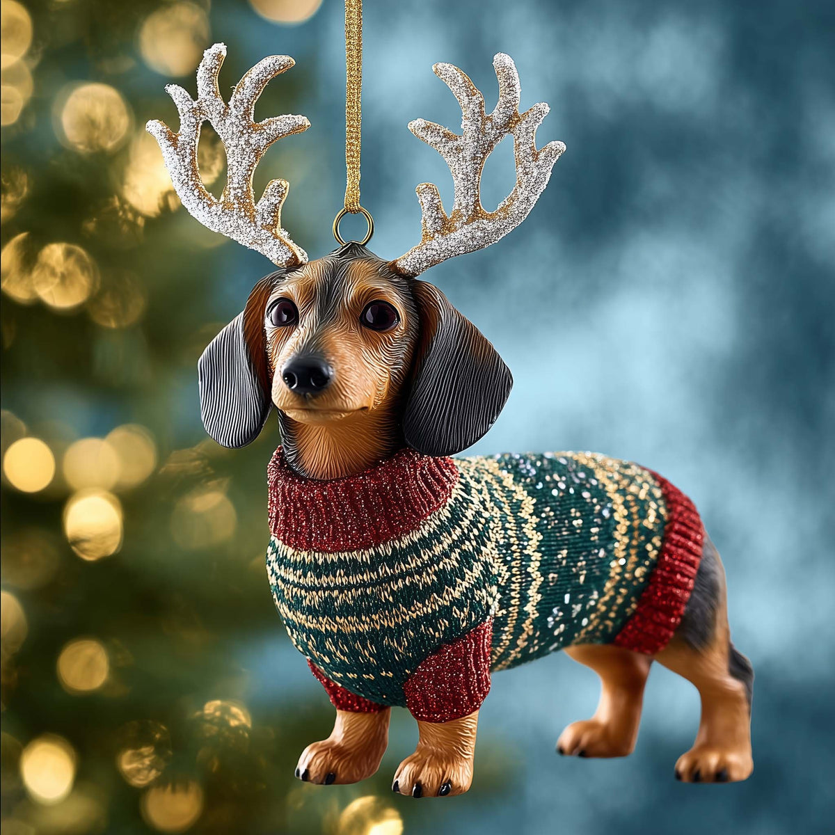 Dachshund in a Fair Isle Jumper Christmas Ornament