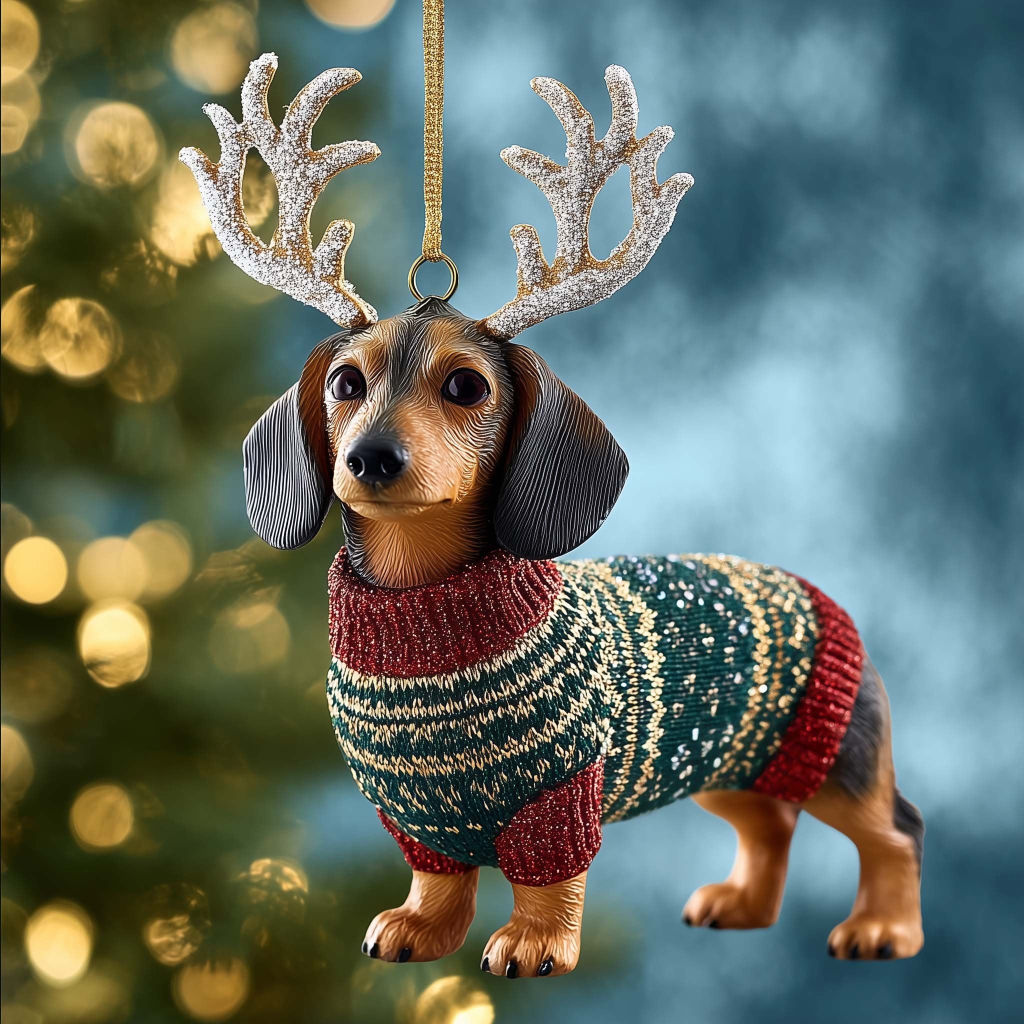Dachshund in a Fair Isle Jumper Christmas Ornament