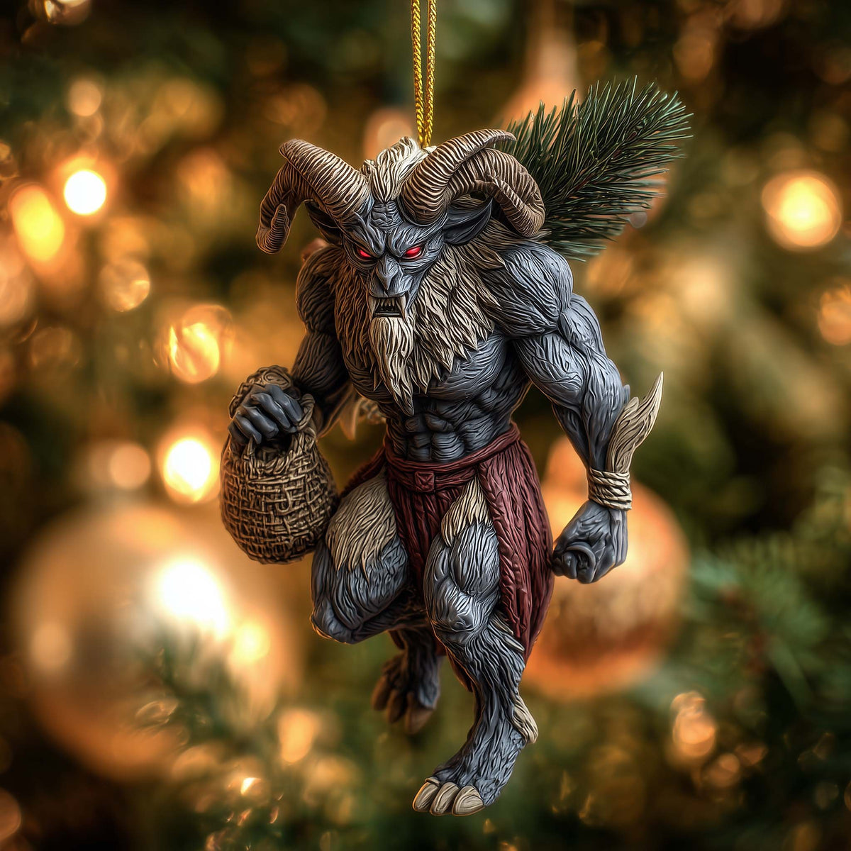 Krampus with a Gift Basket Christmas Ornament