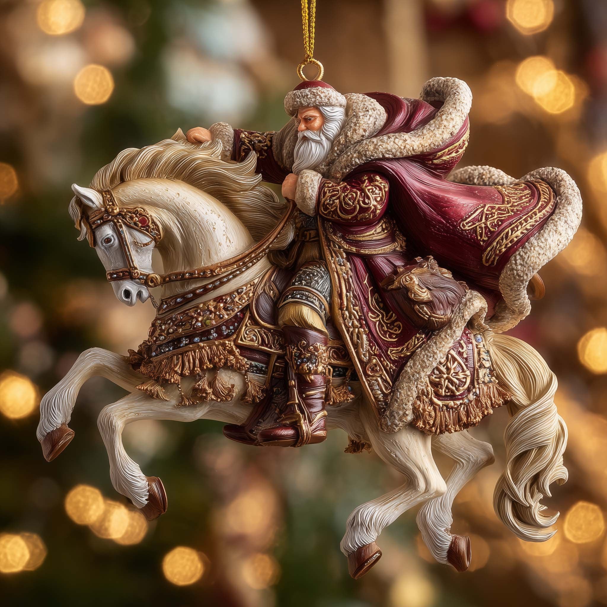 Regal Santa on Horseback Christmas Ornament