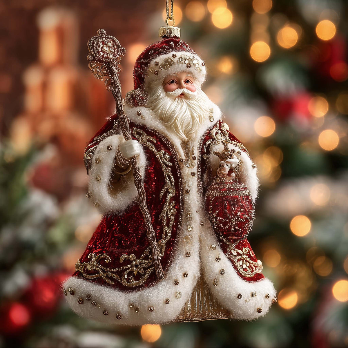 Father Frost in Embroidered Robes Christmas Ornament