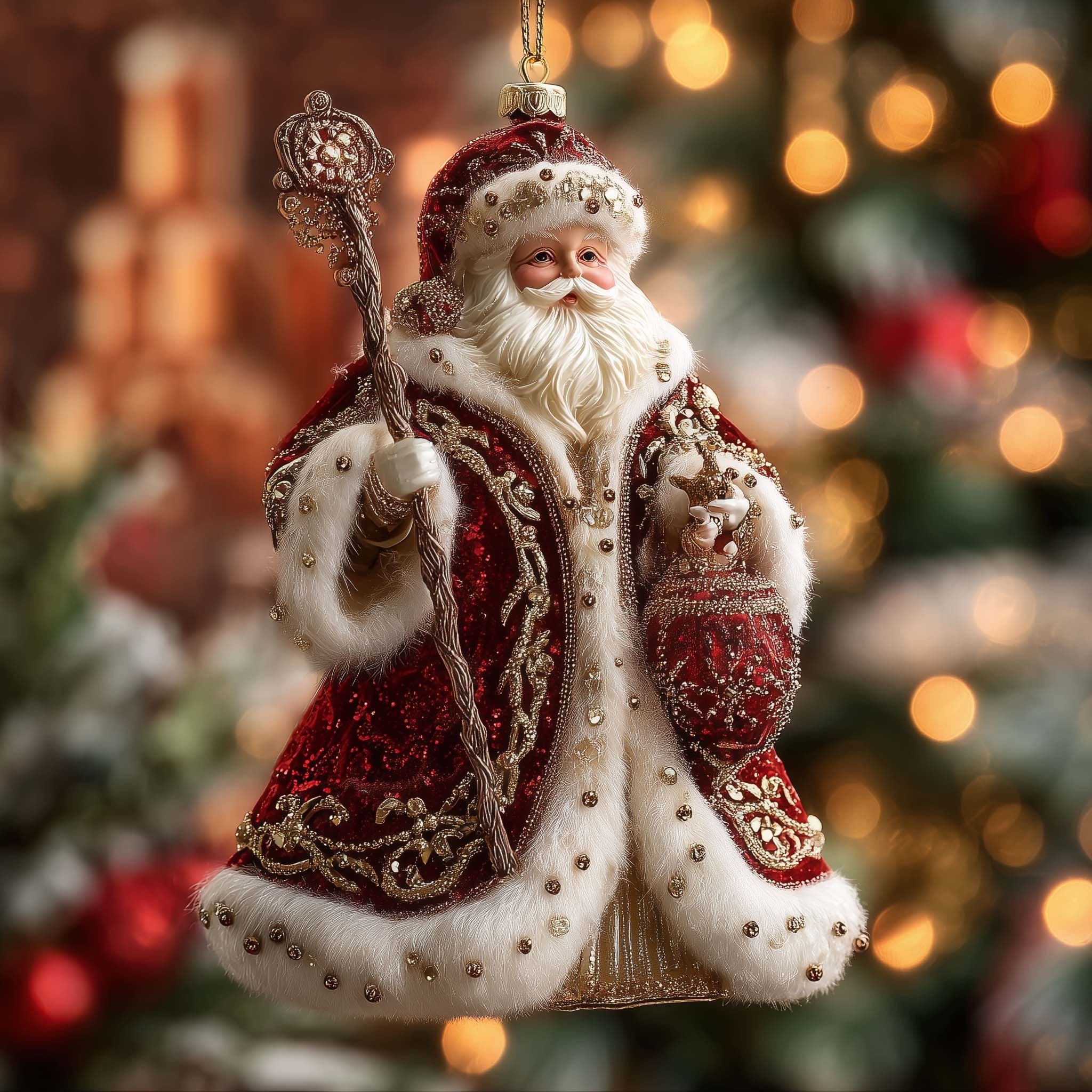 Father Frost in Embroidered Robes Christmas Ornament