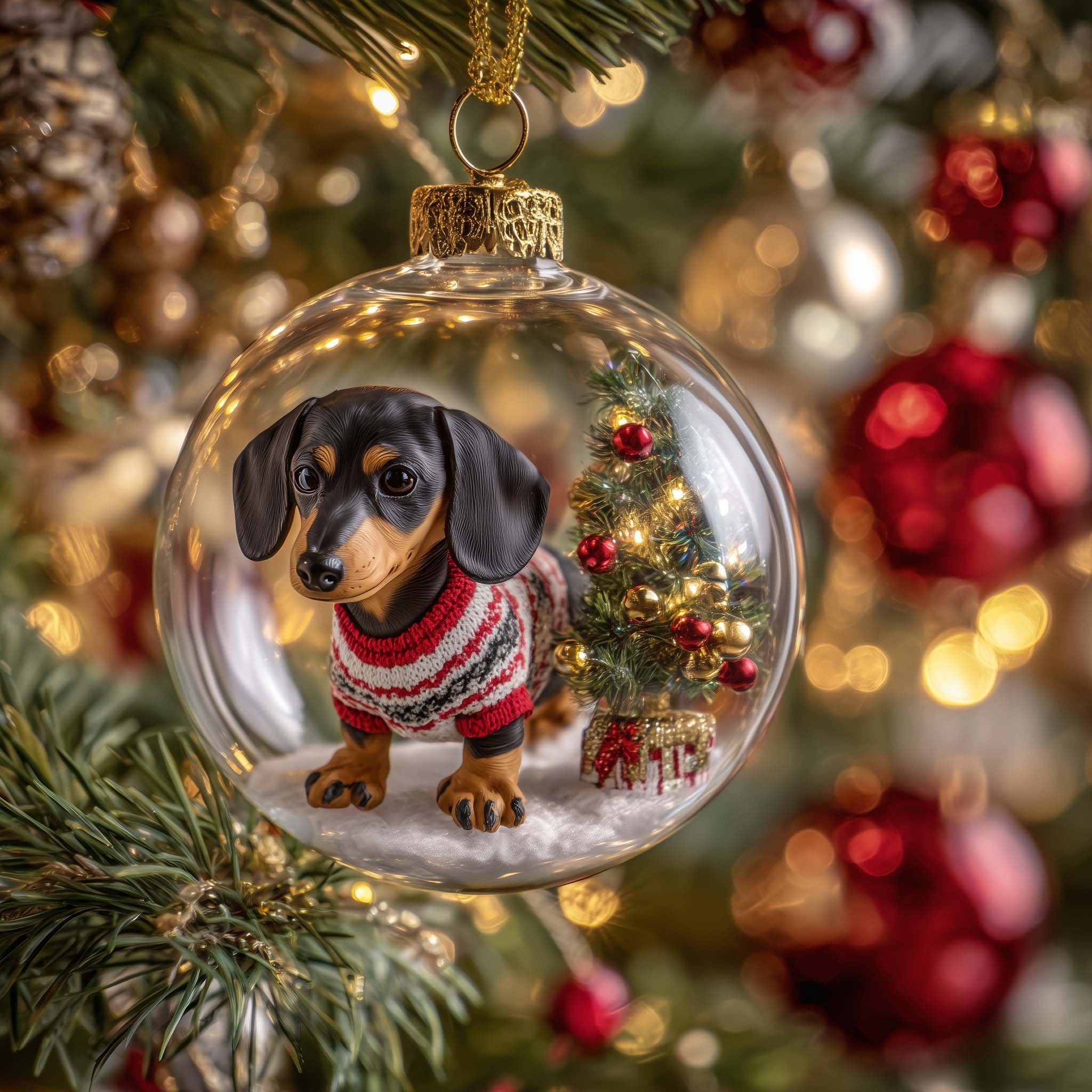 Dachshund in a Snow Globe Christmas Ornament