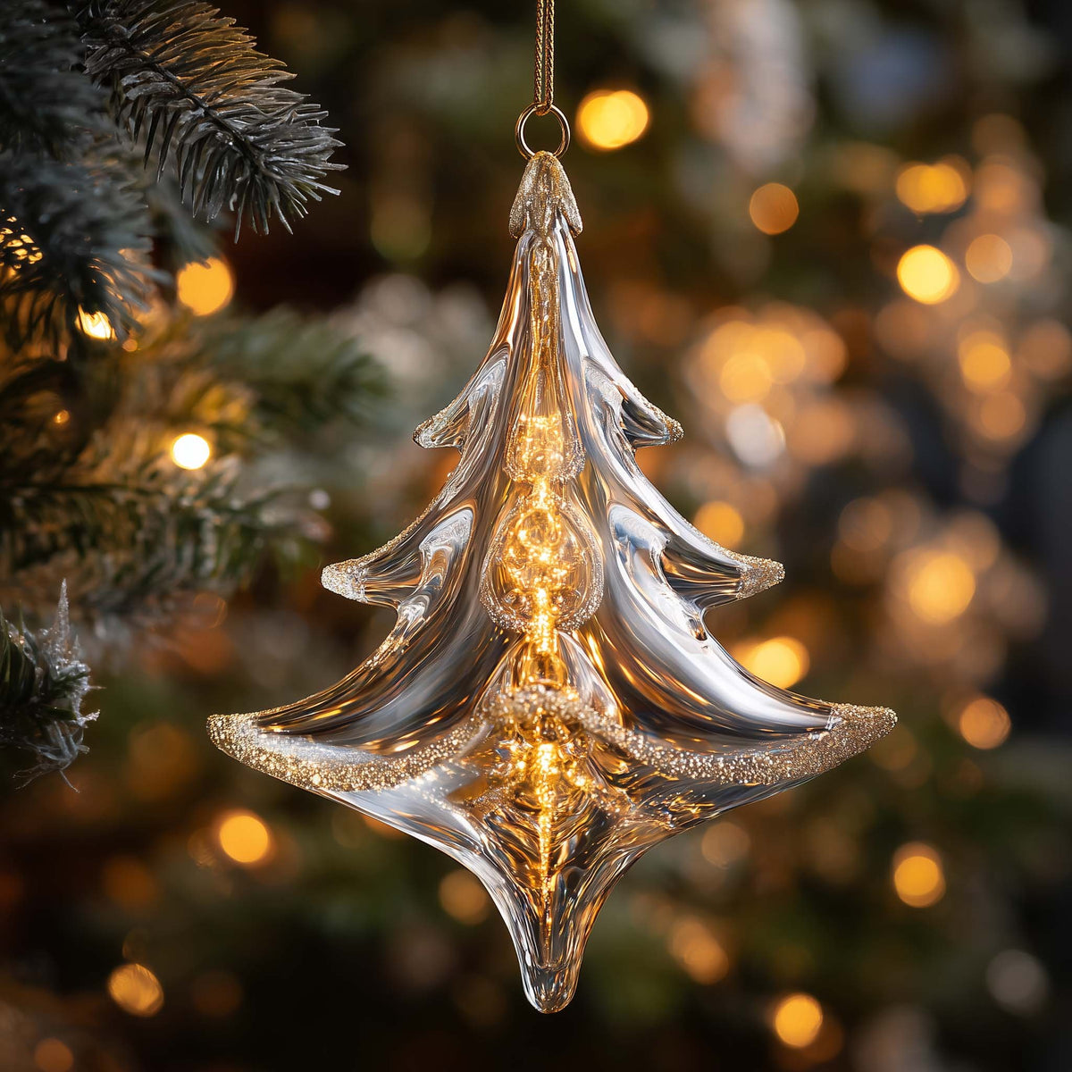 Crystal Glass Tree Drop Christmas Ornament