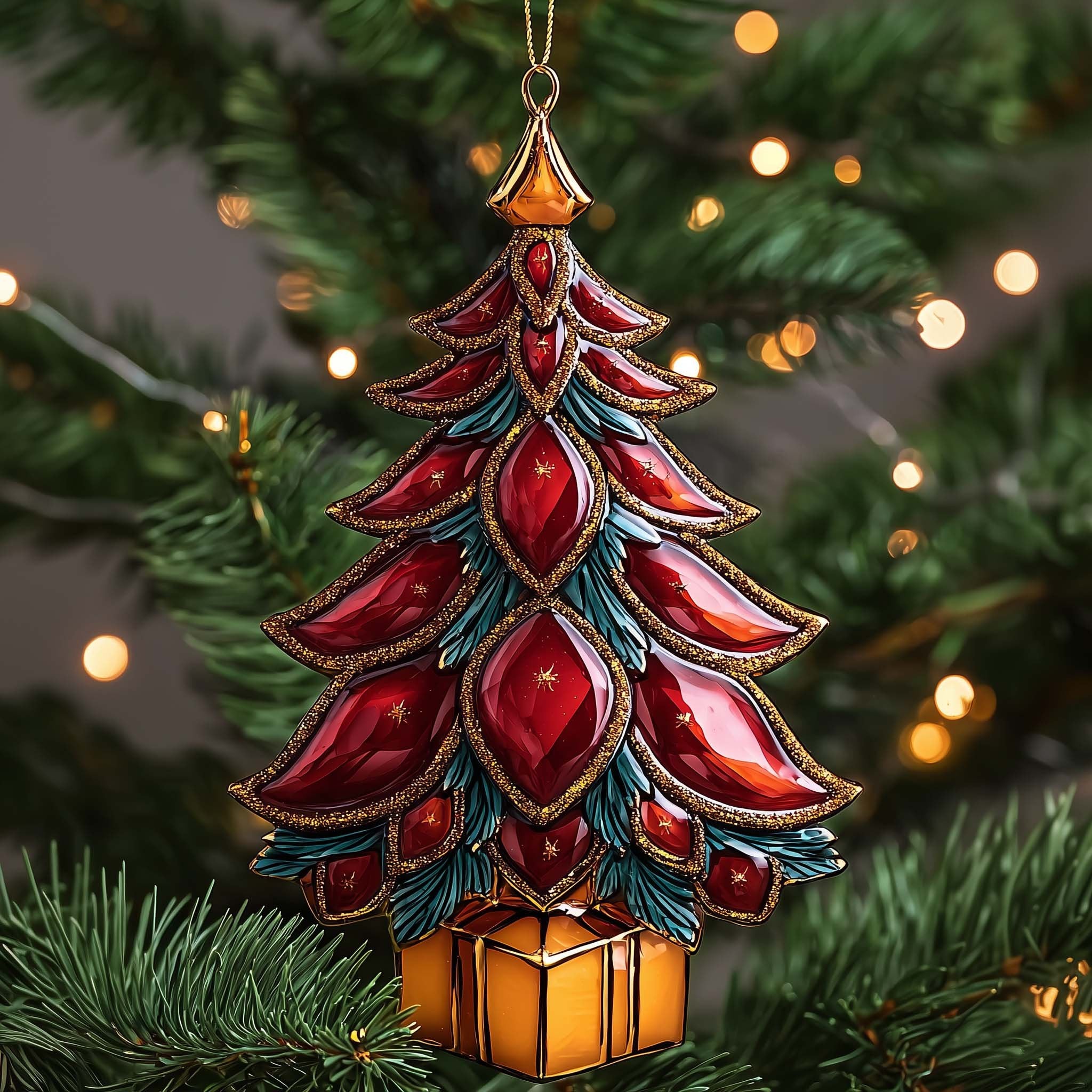 Ruby Petal Christmas Tree Christmas Ornament